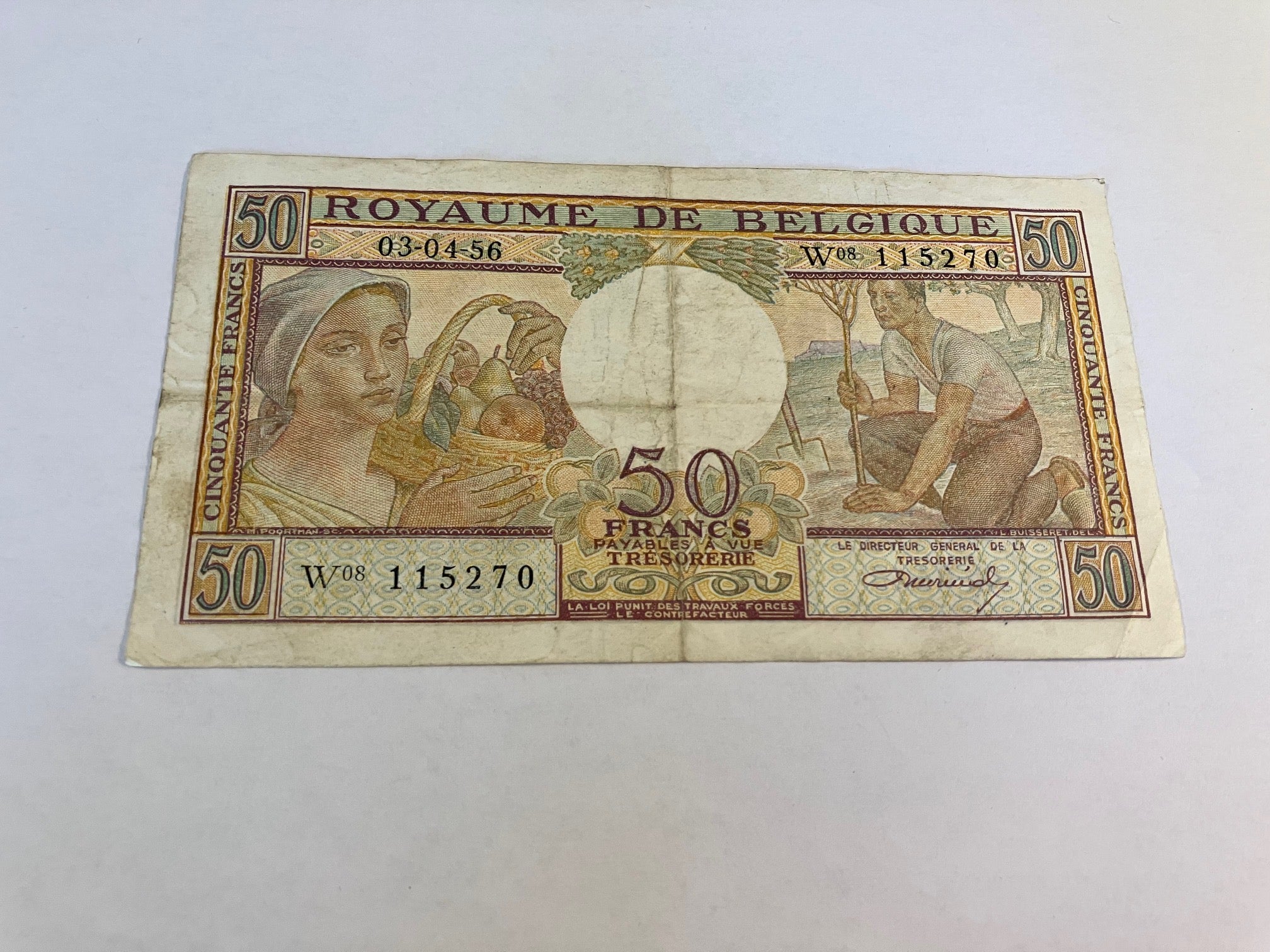 50 Francs Belgium 1956