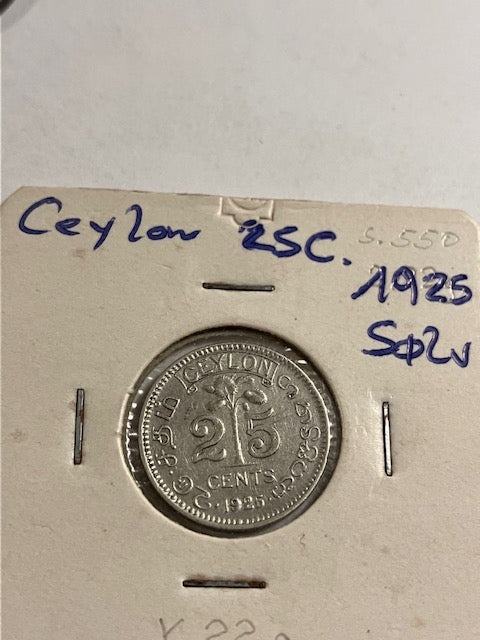 25 Cents Ceylon 1925