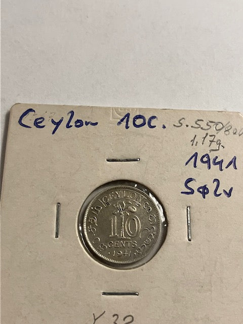 10 Cents Ceylon 1941