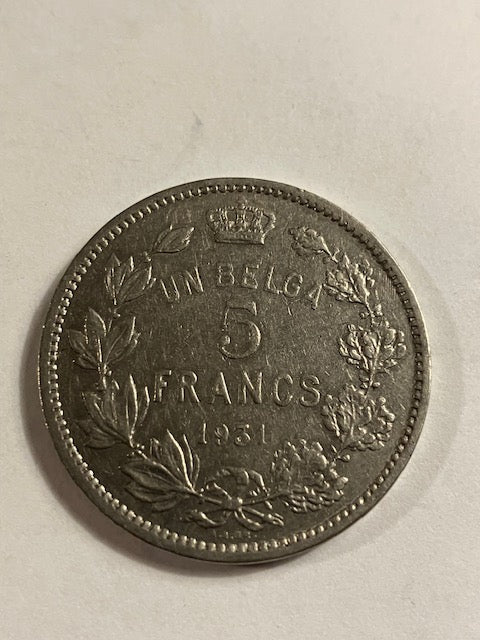 5 Francs Belgium 1931