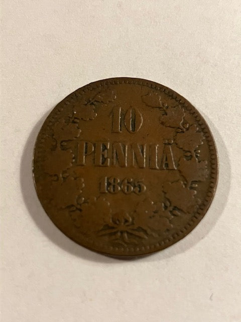 10 Pennia 1865 Finland