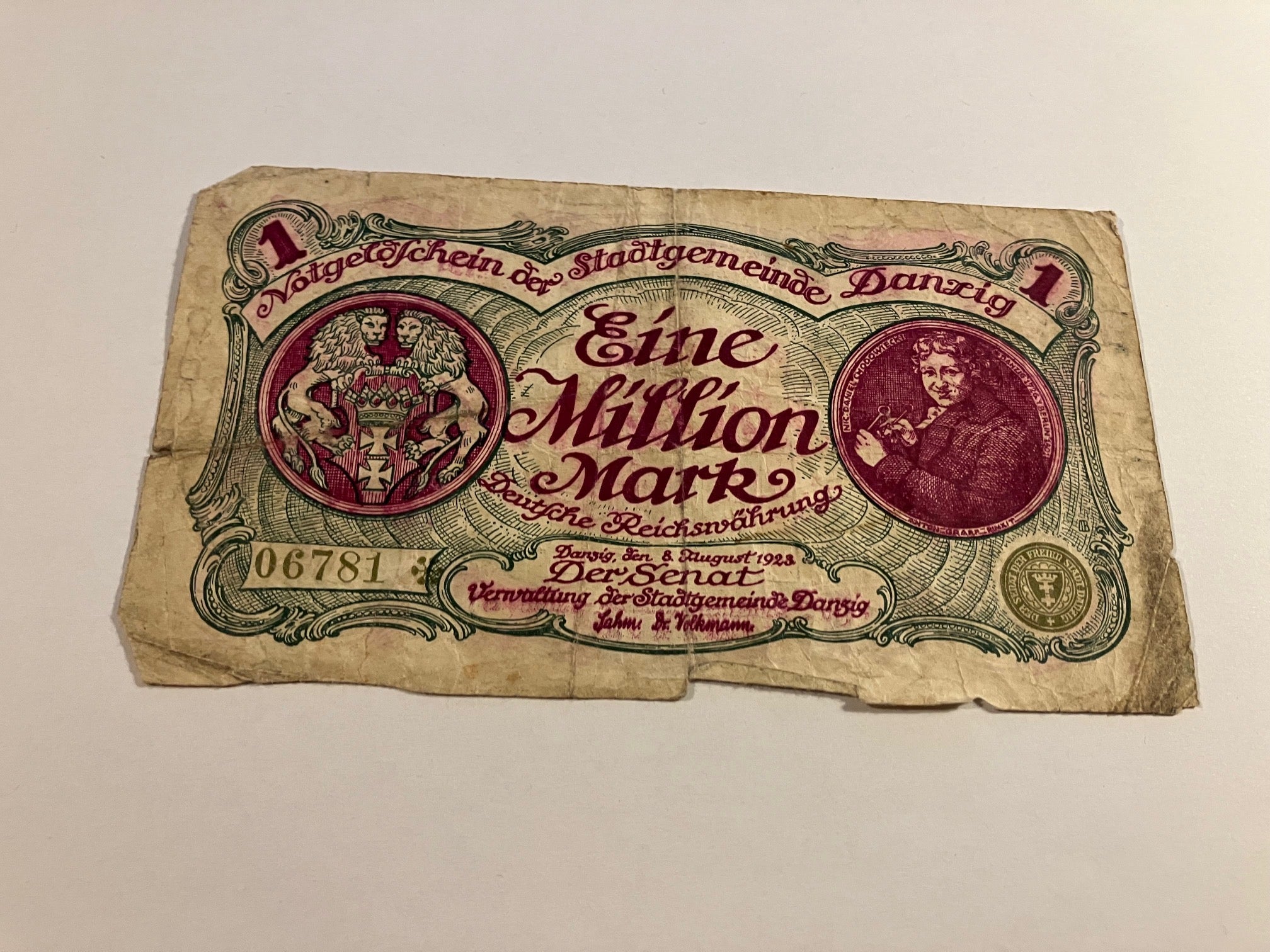 Eine Million Mark 1923 Germany - Meget slidt