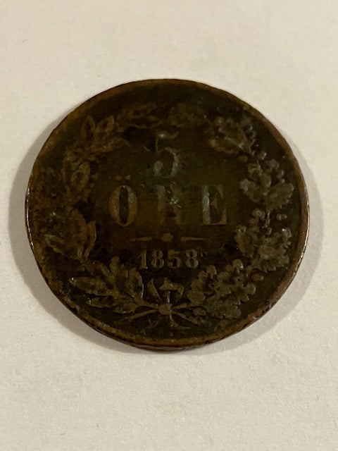 5 øre 1858 Sverige