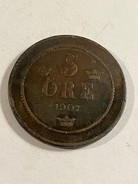 5 øre 1907 Sverige