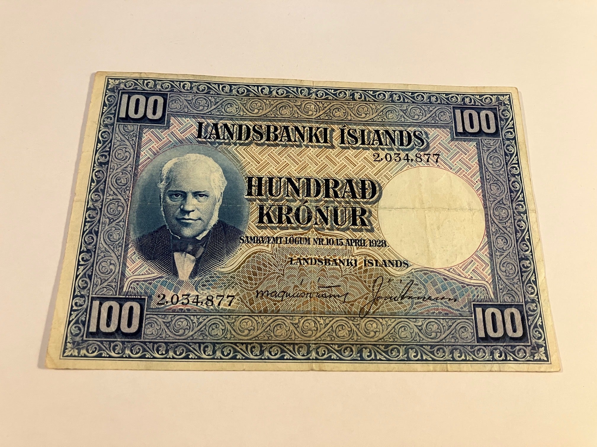 100 Kronur 1928 Iceland