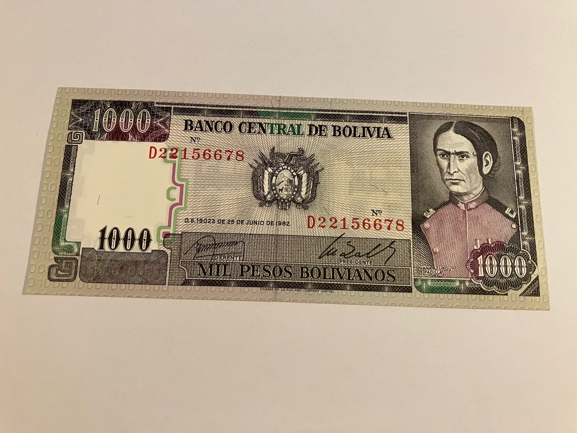 1000 Pesos Bolivia 1982