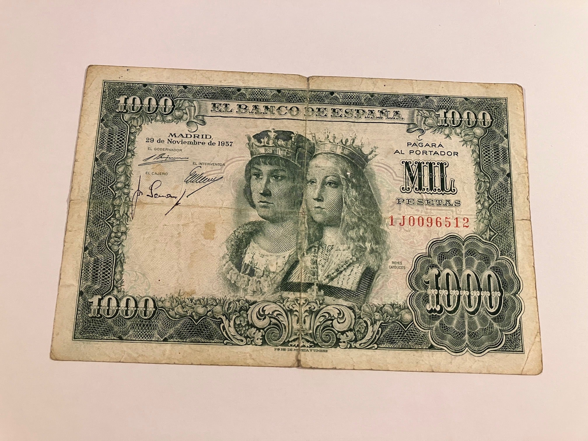 1000 Pesetas 1957 Spain