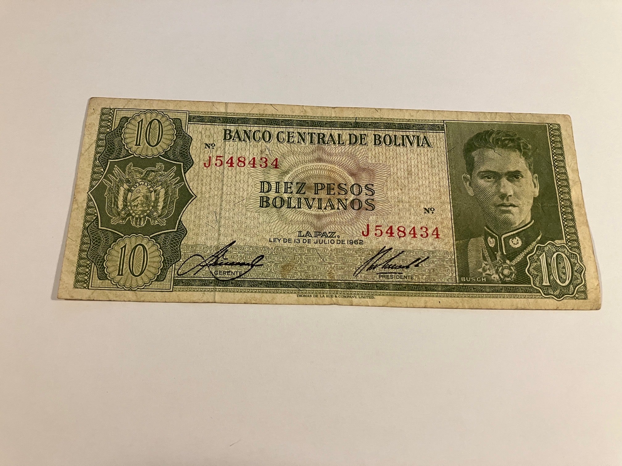 10 Pesos Bolivia 1962