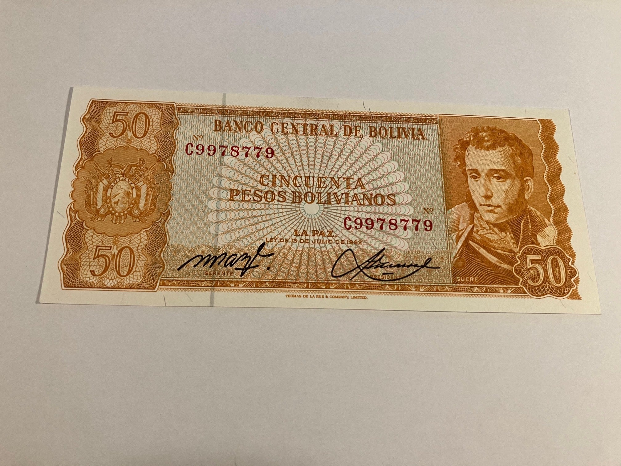 50 Pesos Bolivia 1962