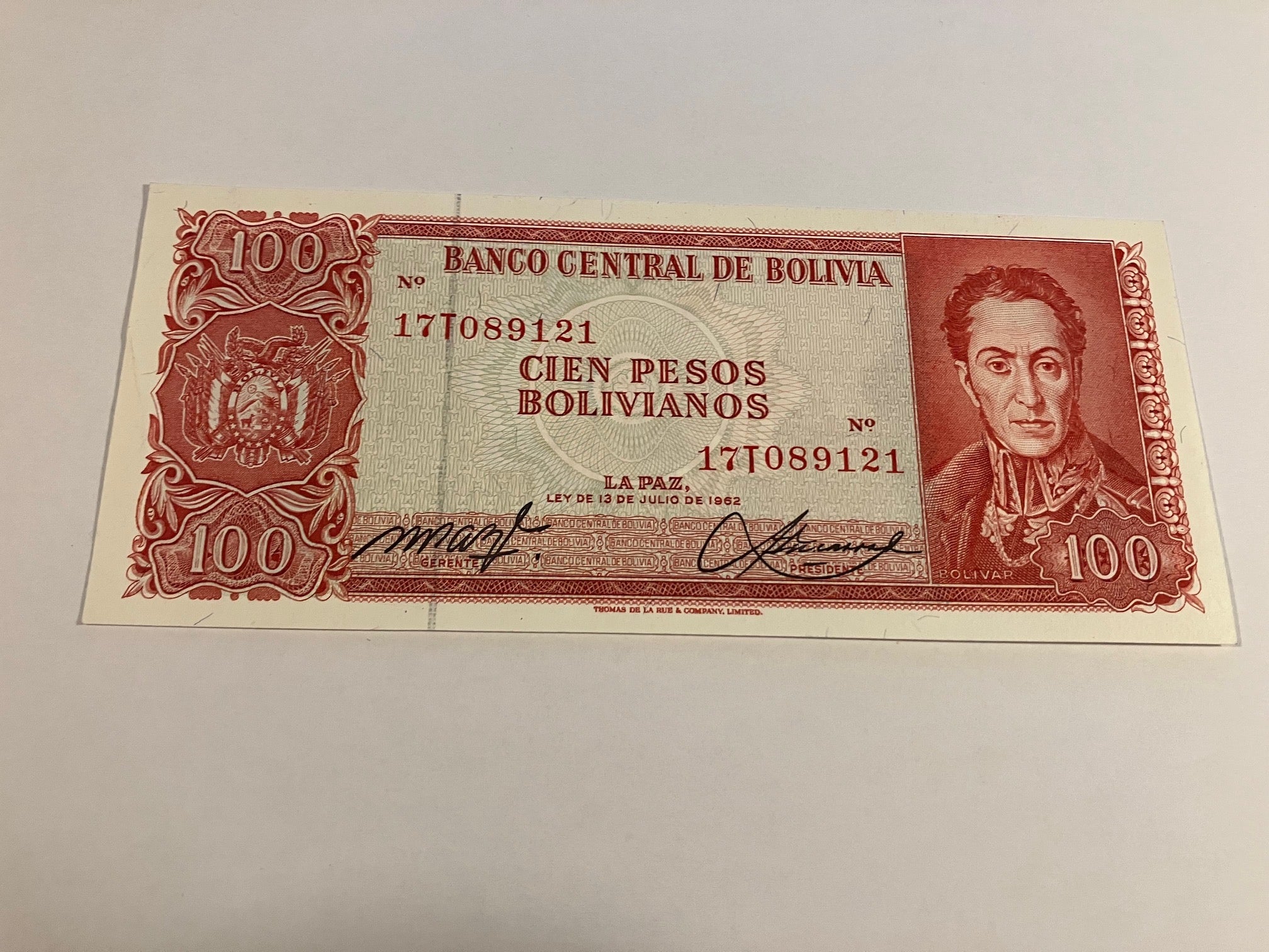 100 Pesos Bolivia 1962