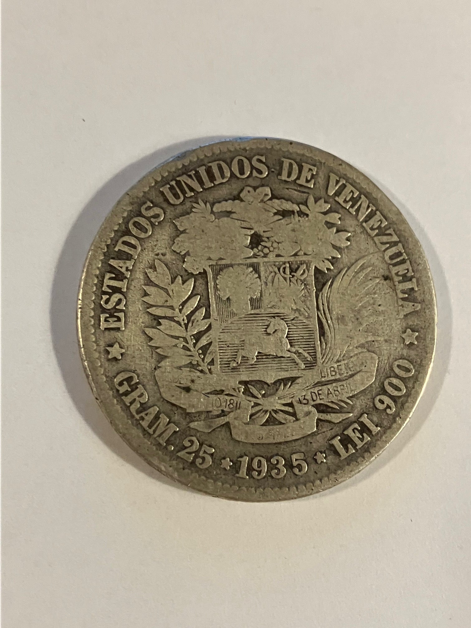 5 Bolivares Venezuela 1935