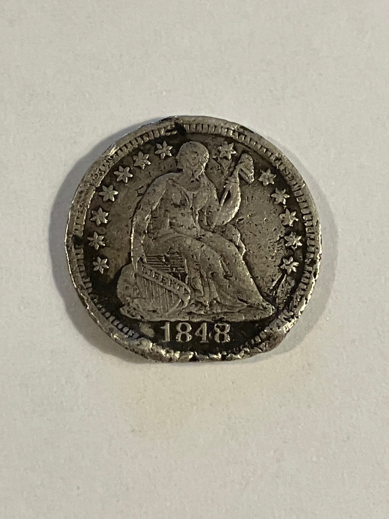 Half Dime USA 1848 - Meget dårlig stand