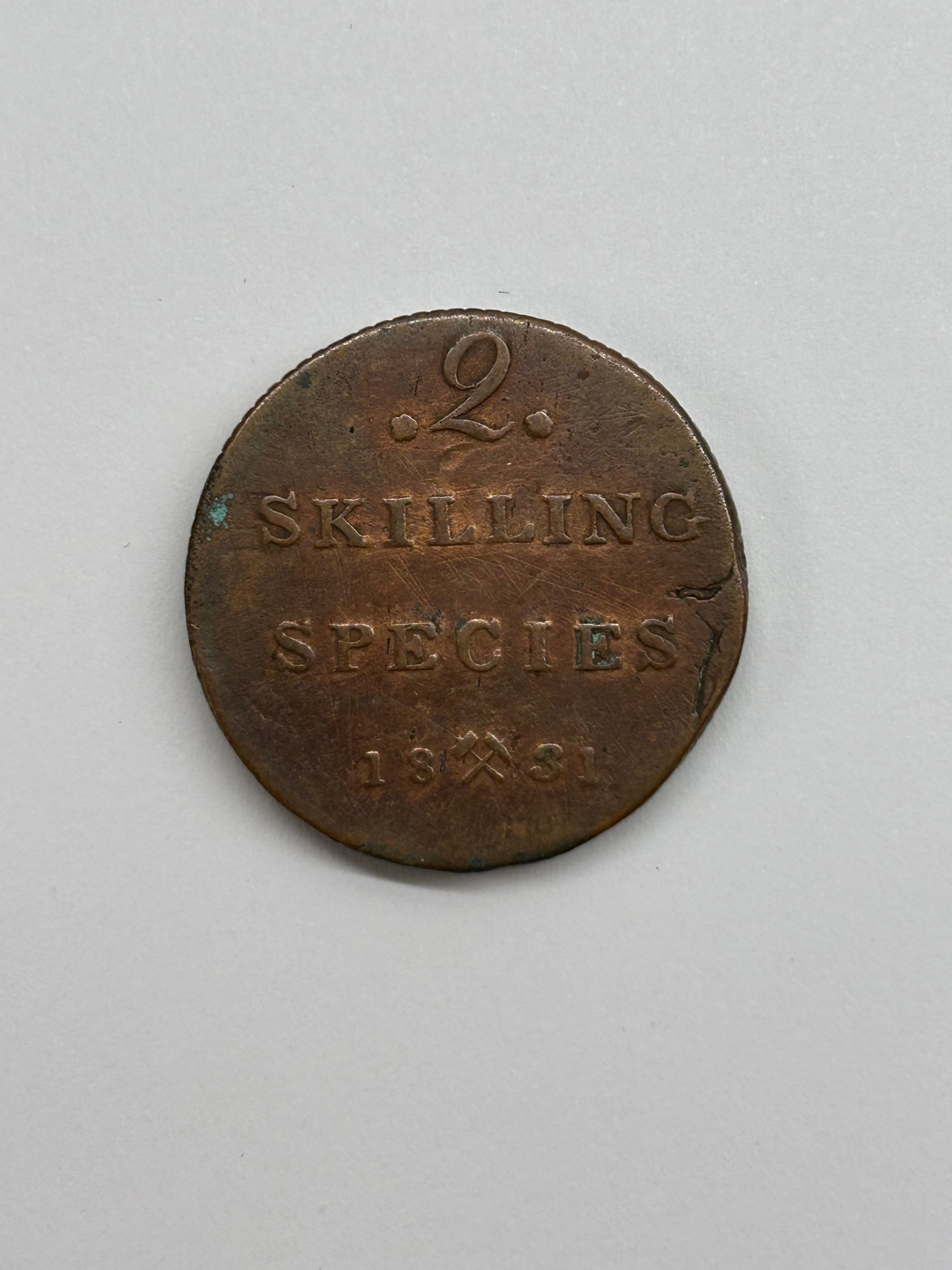 2 Skilling Species 1831 Norge - Dårlig stand