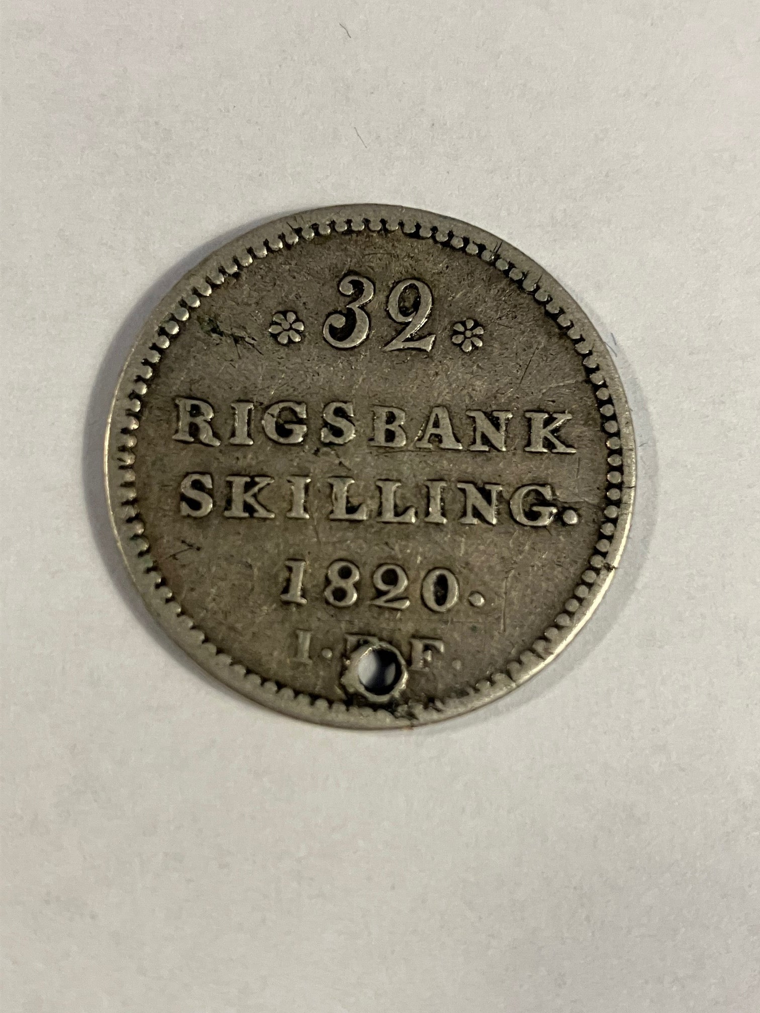 32 Rigsbankskilling 1820 - Dårlig stand