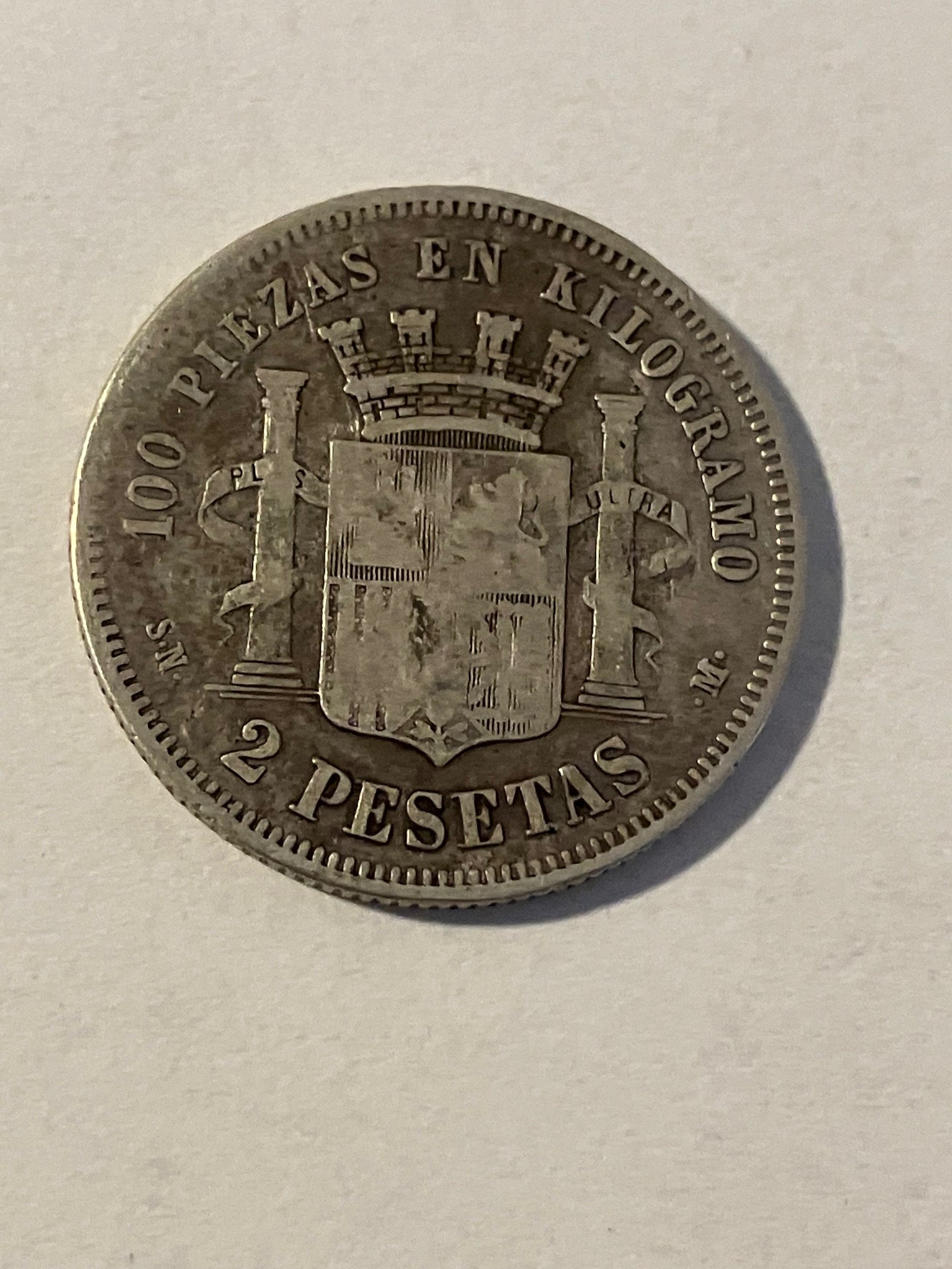2 Pesetas Spain 1870