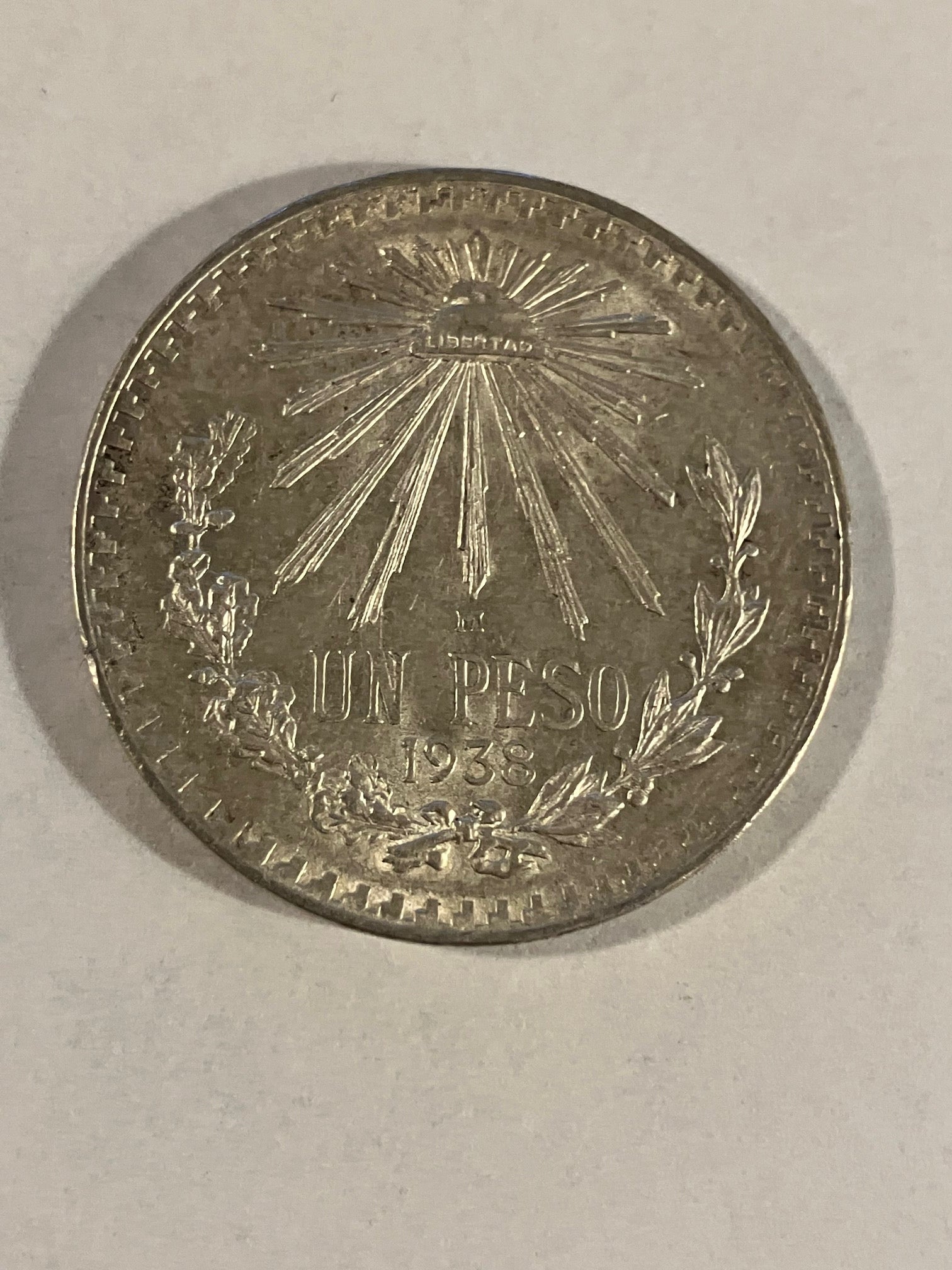 Un Peso Mexico 1938 - Silver