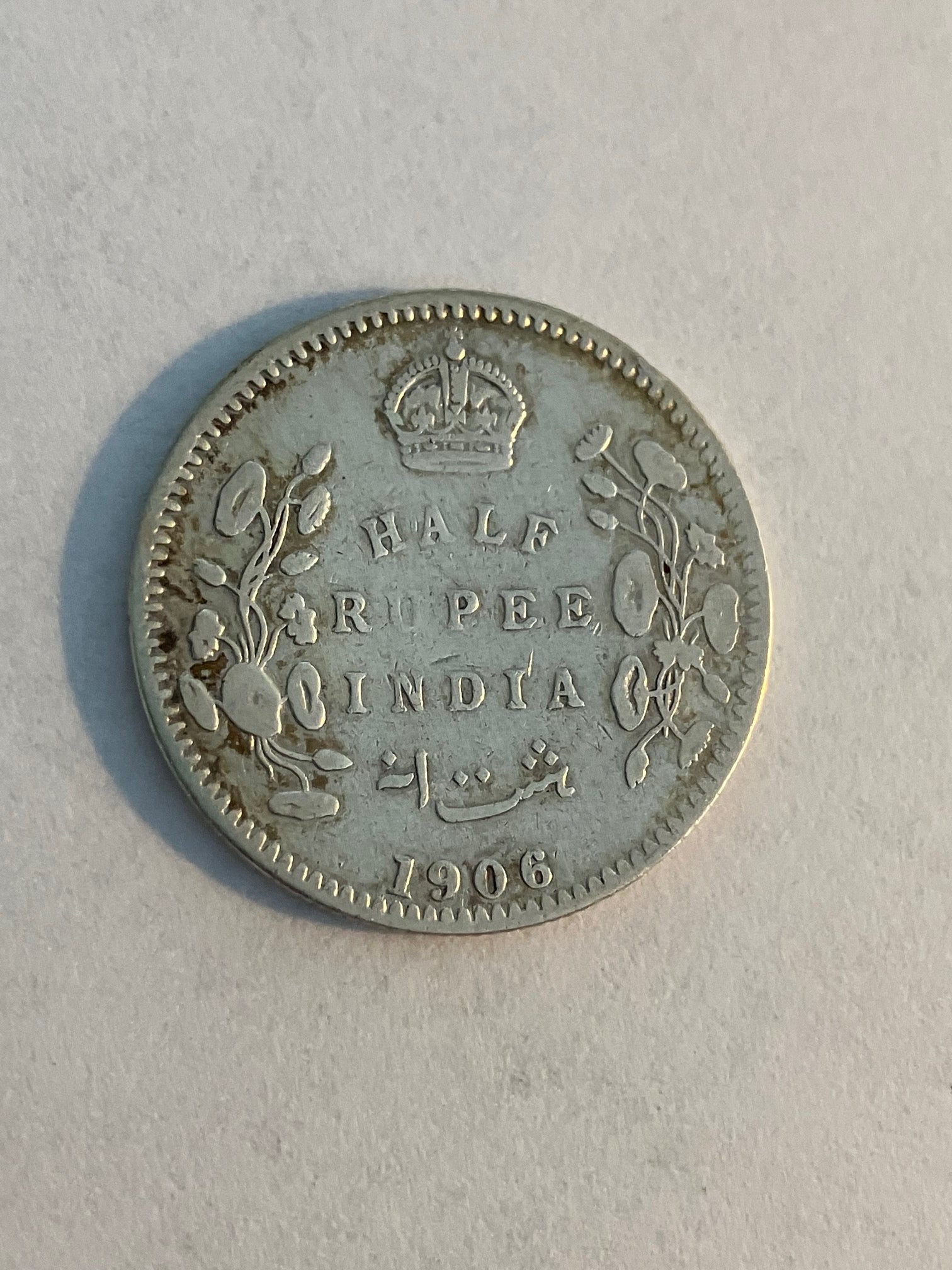 Half Rupee India 1906 - Dårlig stand