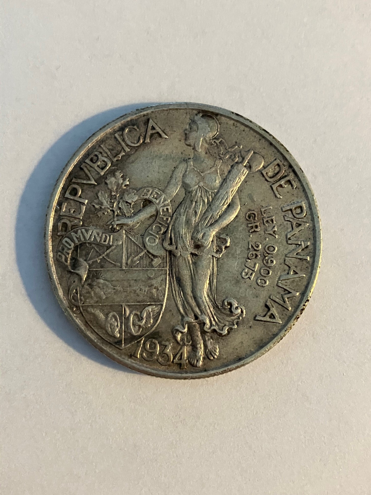 1 Balboa Panama 1934 - Silver - Dårlig stand