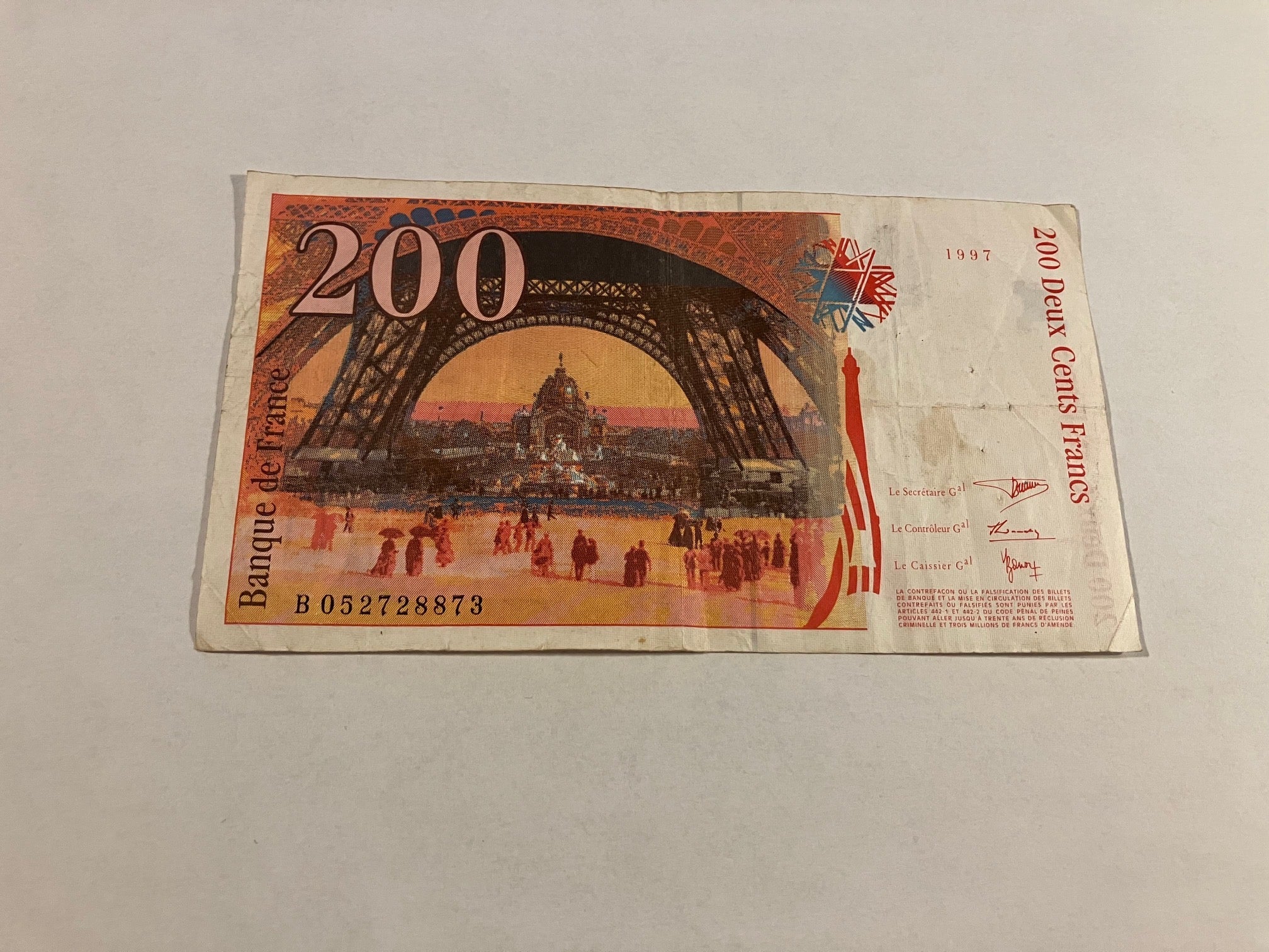 200 Francs France 1997 - Bemærk huller