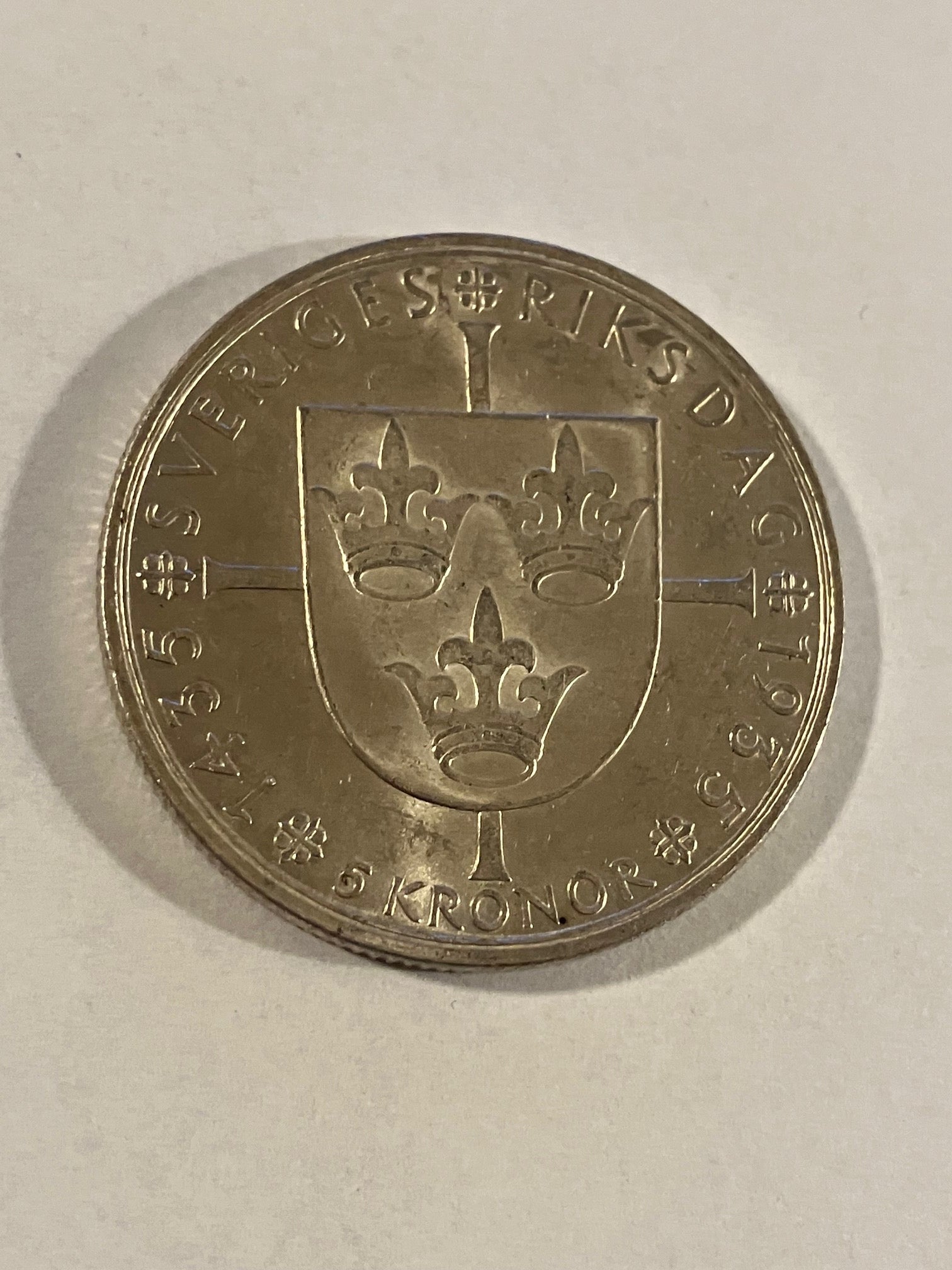 5 Kronor Sweden 1935 - Gustaf V - Silver