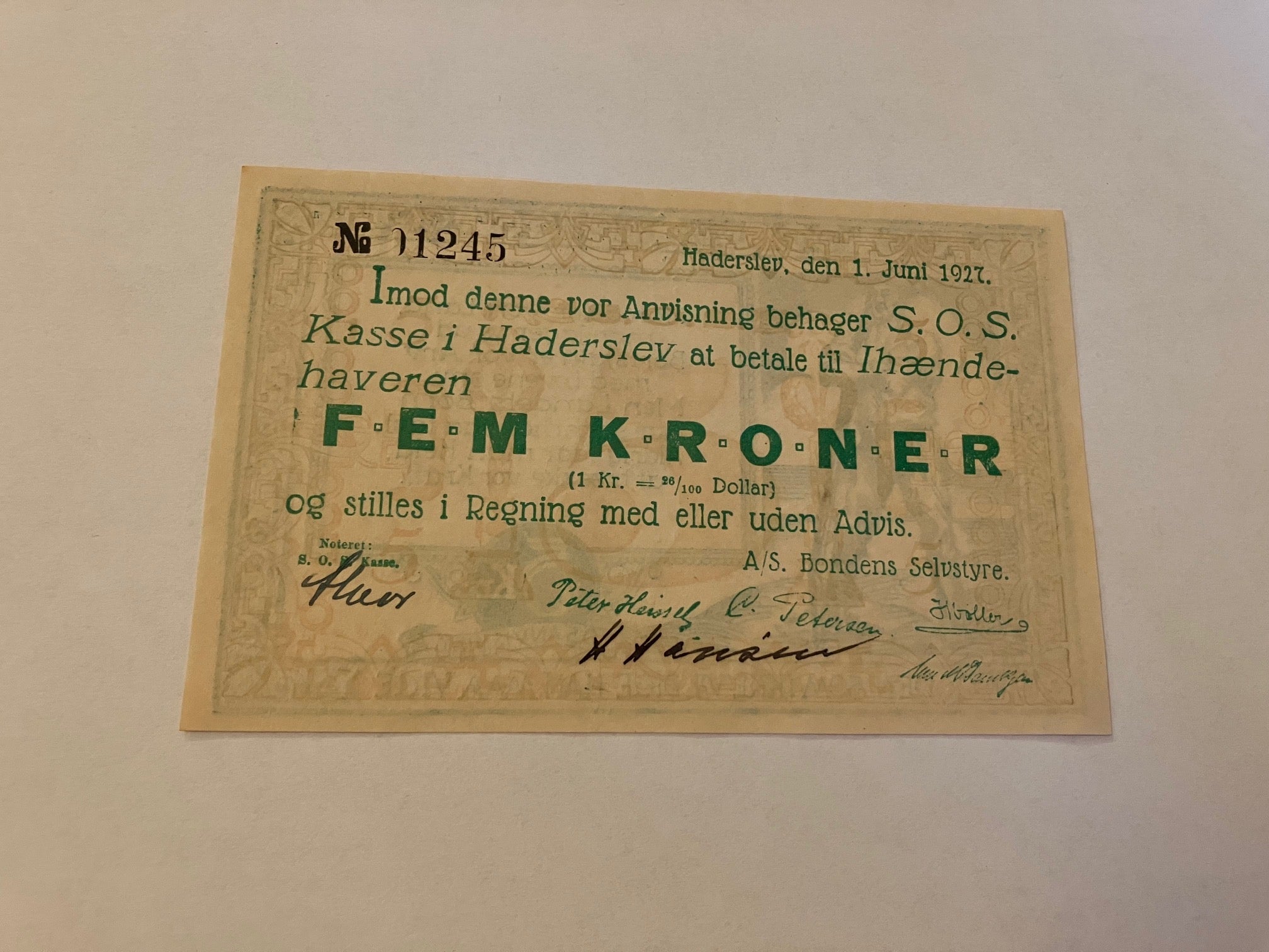 S.O.S Kassen i Haderslev - 5 Kroner