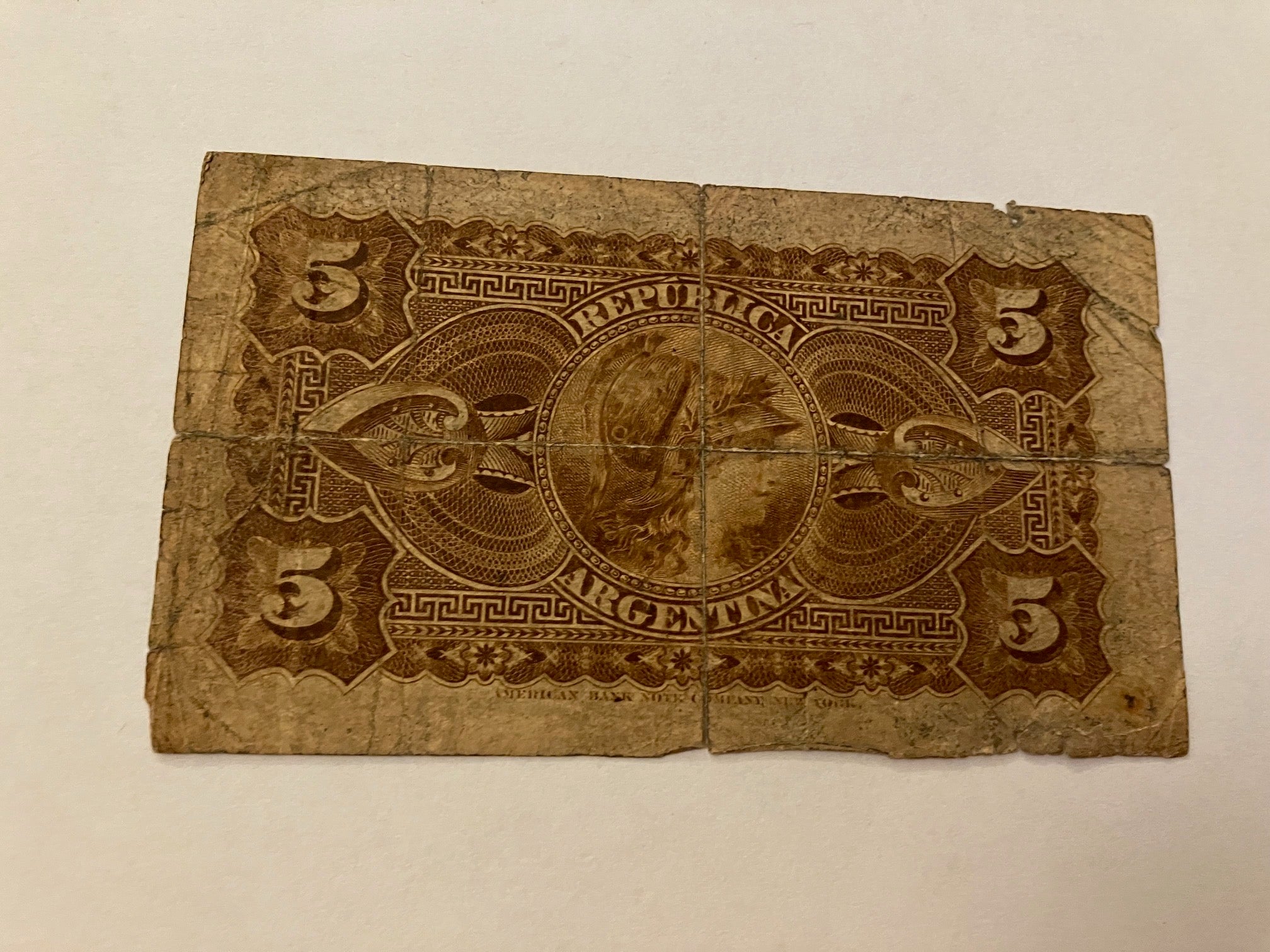 5 Centavos Argentina 1884 - Meget dårlig stand