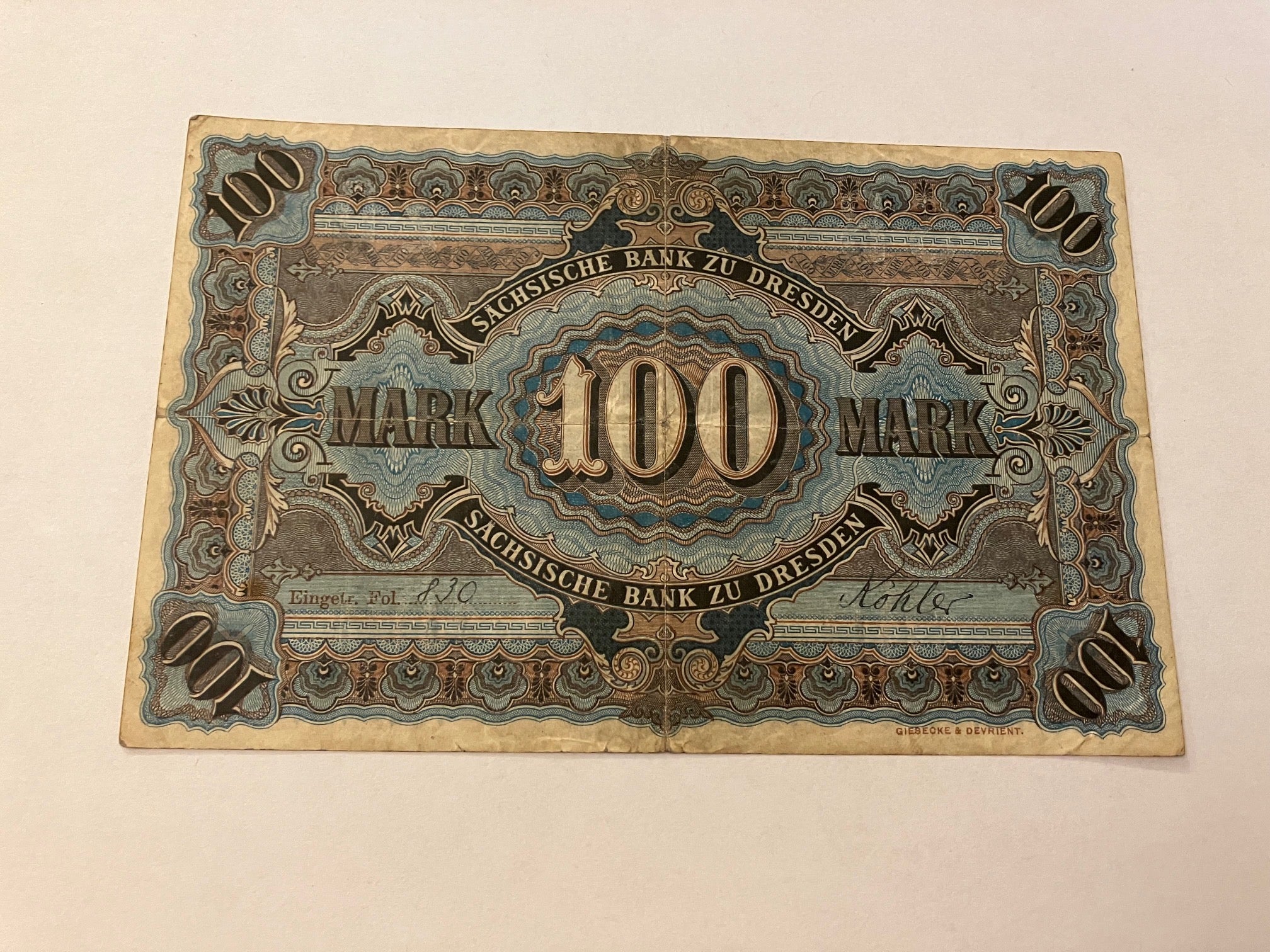 100 Mark Sächsische Bank - Dresden - 1911 Germany