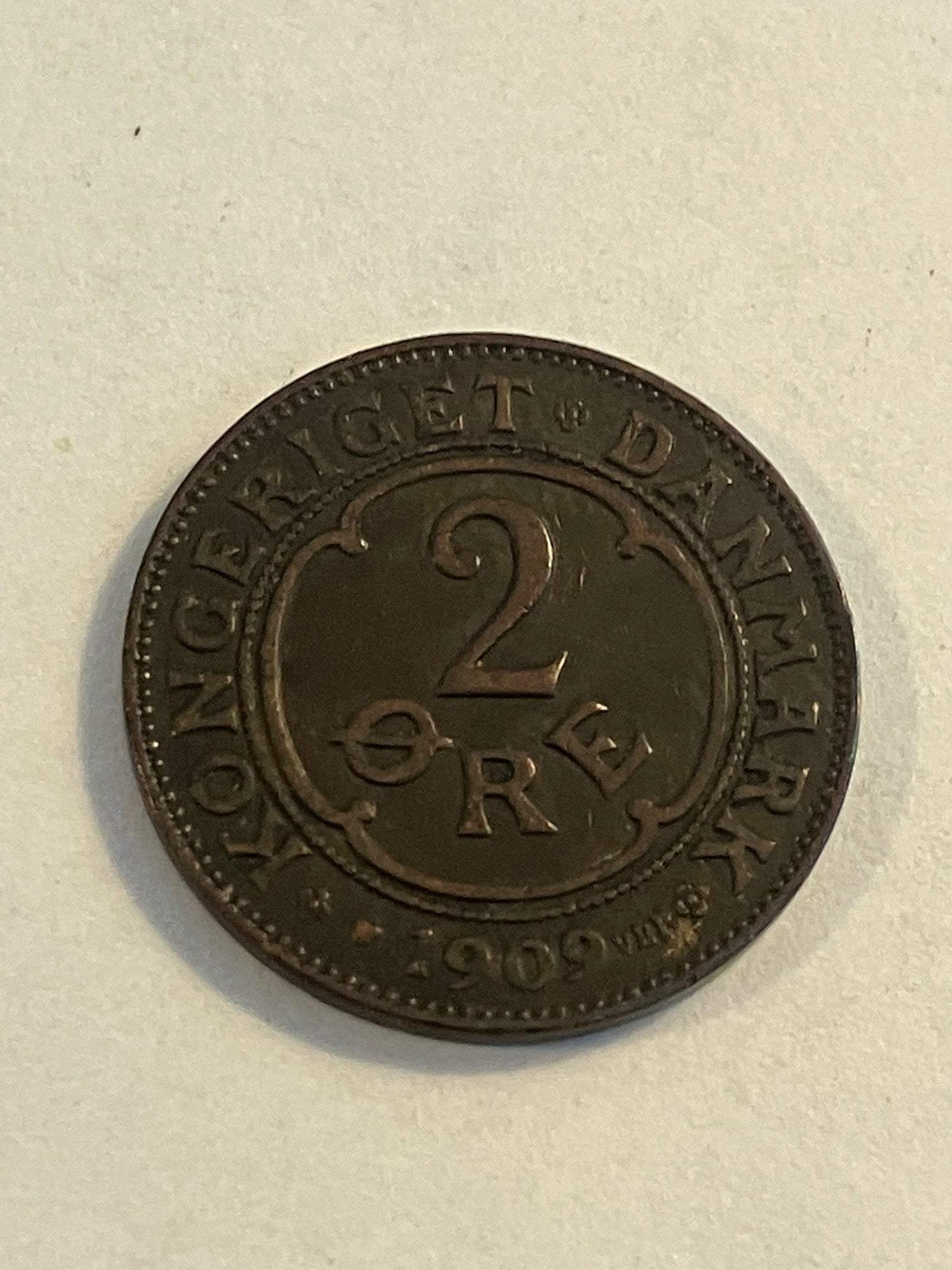 2 øre 1909 Danmark