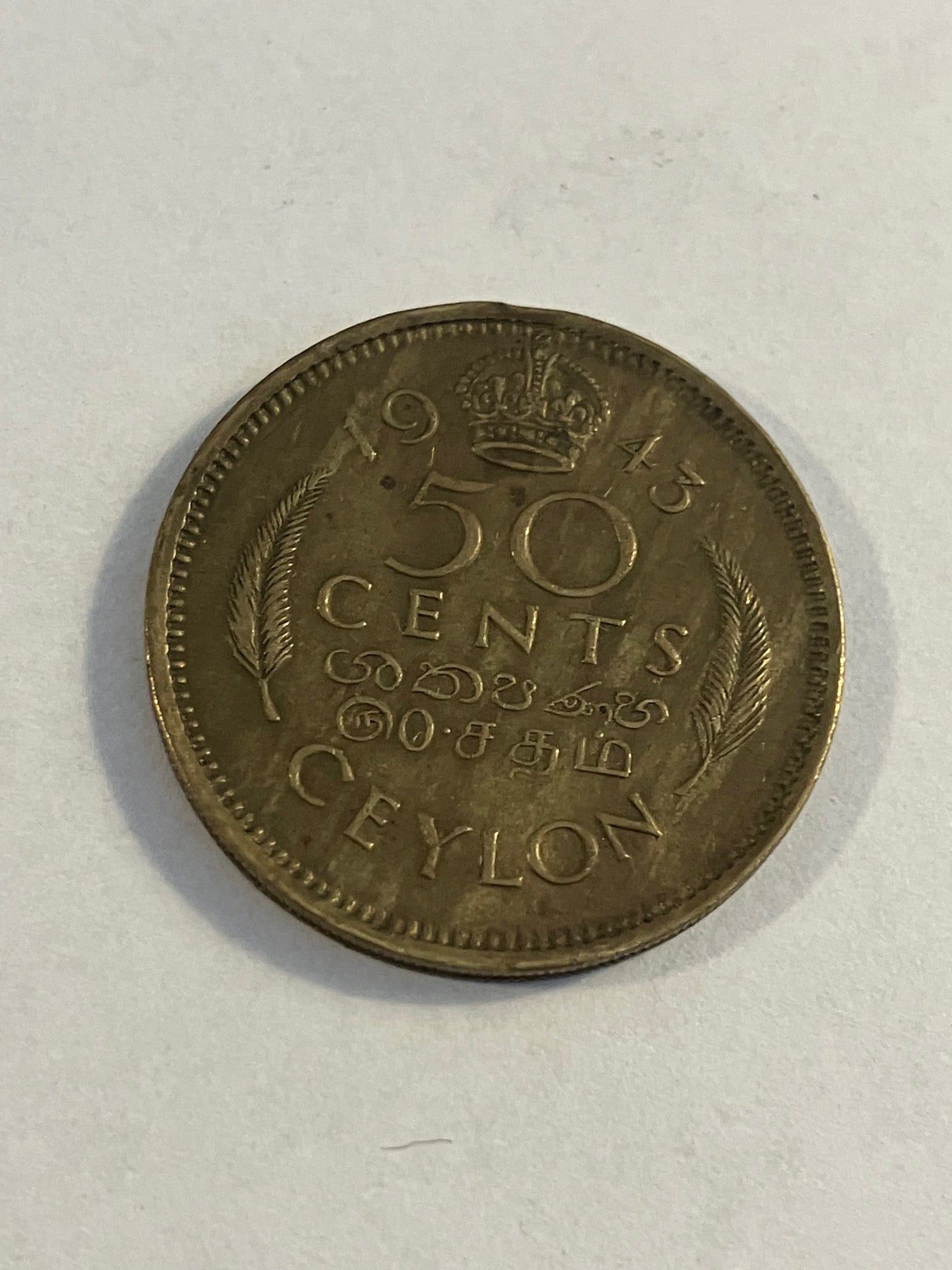 50 Cents Ceylon 1943