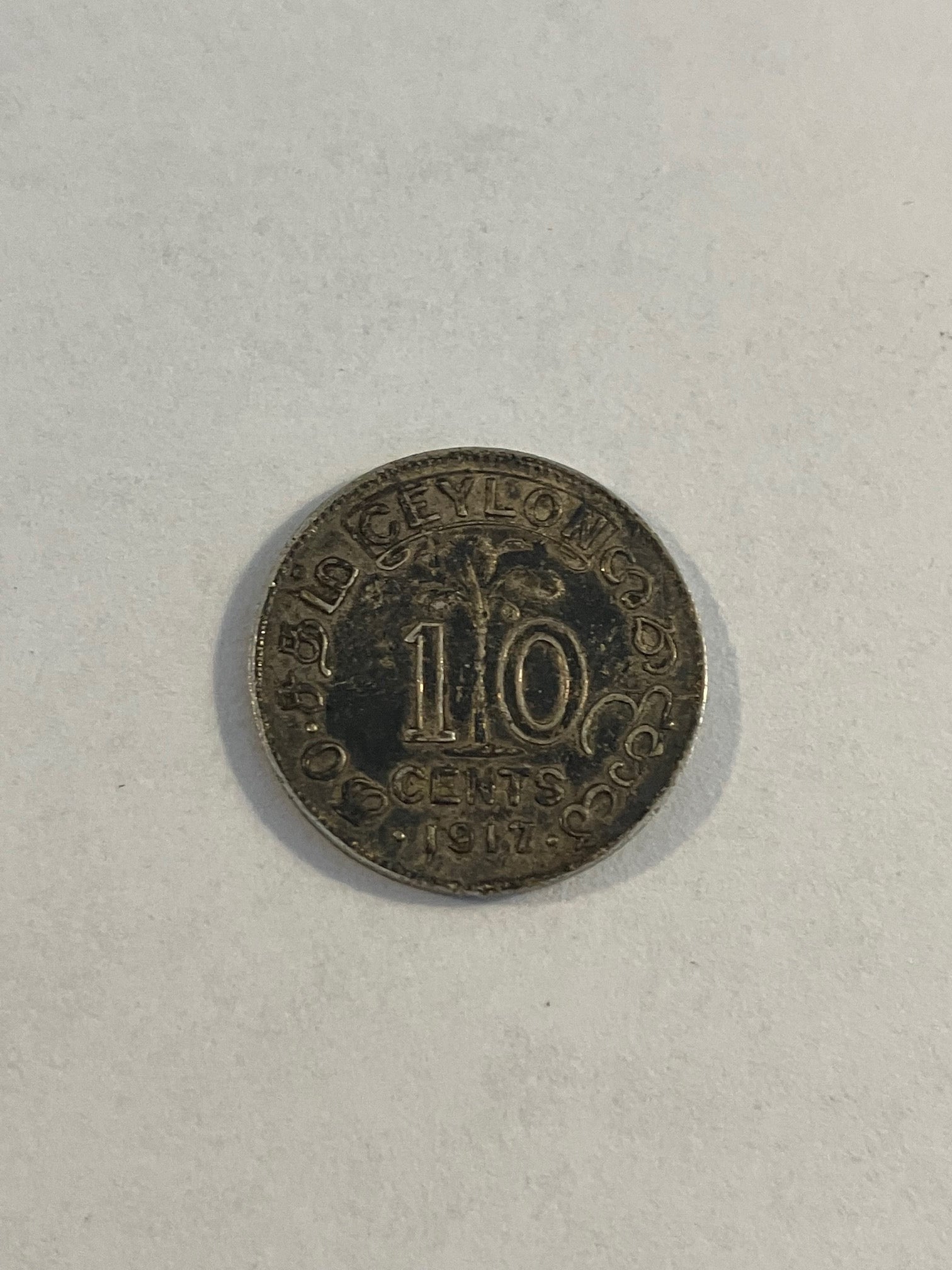 Ceylon 10 Cents 1917