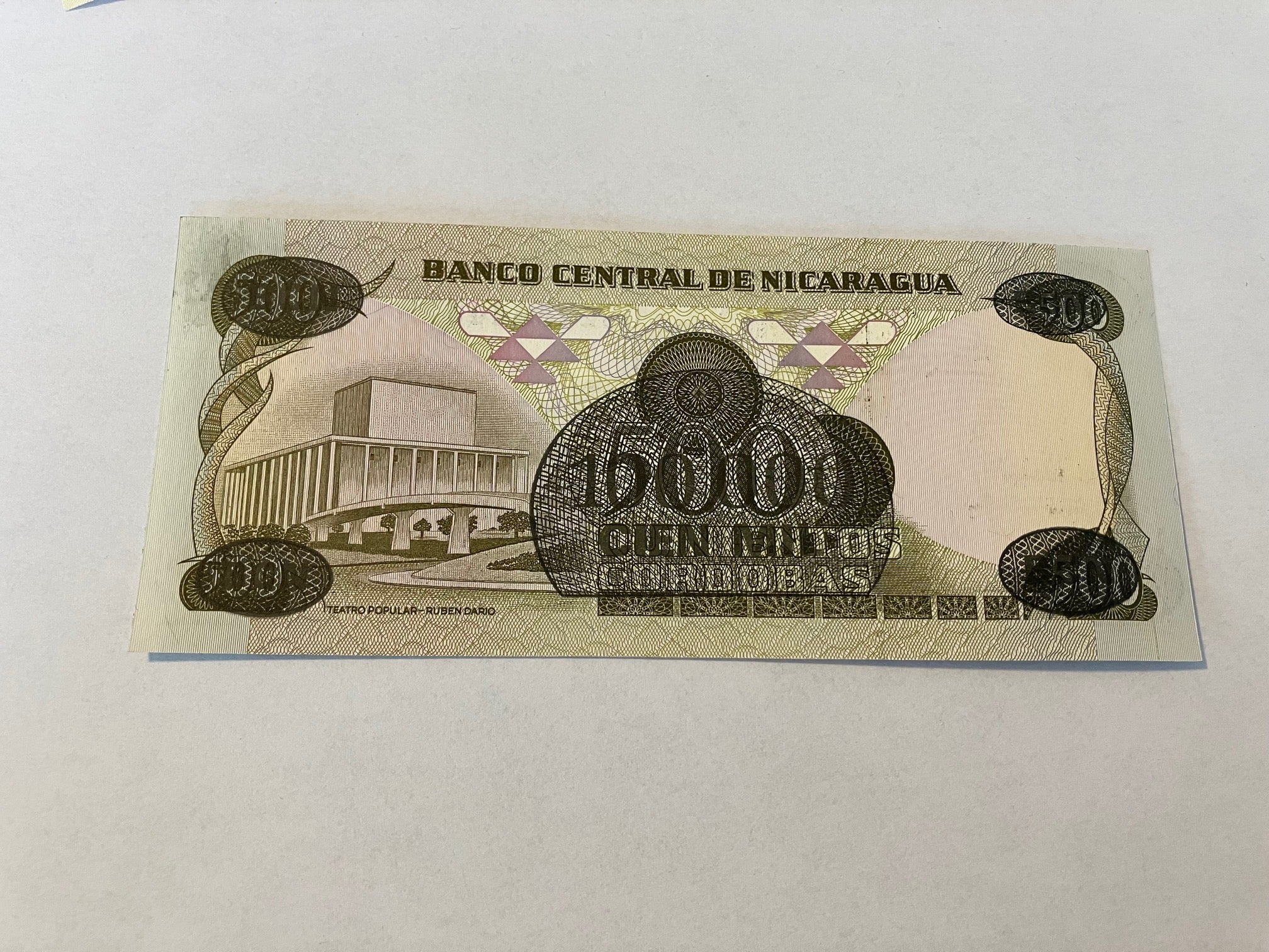100000 Cordobas on 500 Cordobas Nicaragua 1985