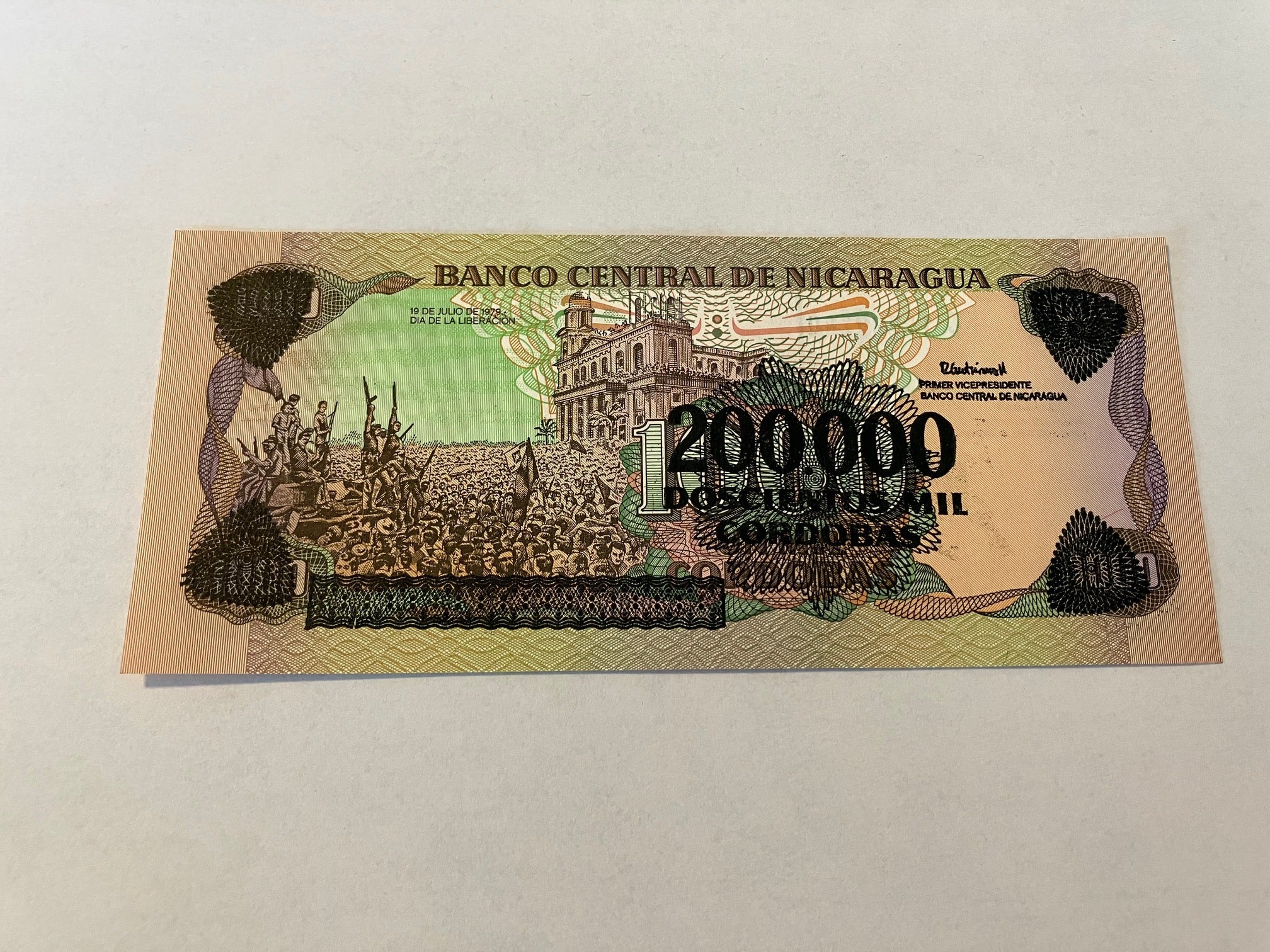 200000 Cordobas on 1000 Cordobas Nicaragua 1985