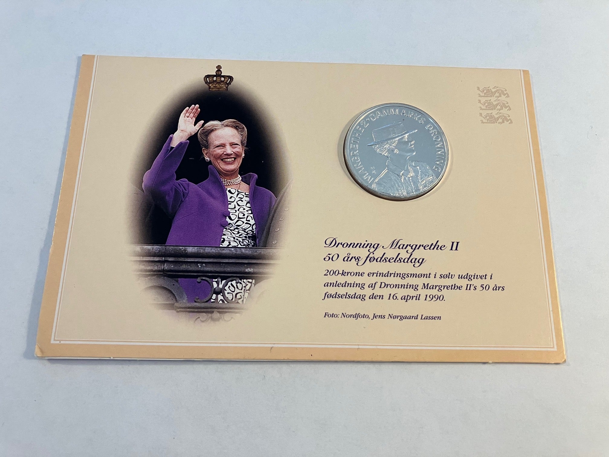 200 kroner 1990 Sølvmønt Margrethe II 50 års fødselsdag