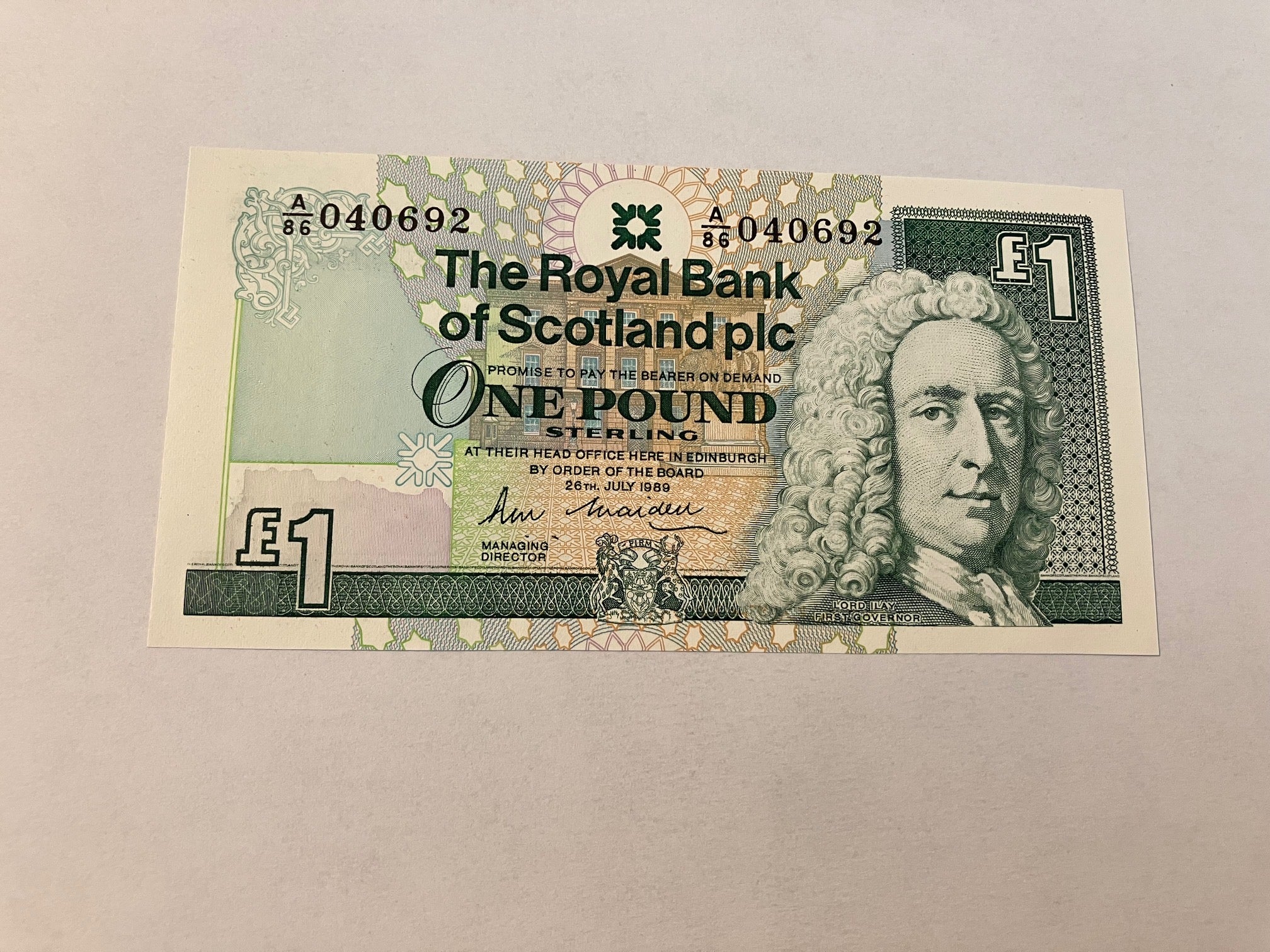 One Pound Scotland 1989