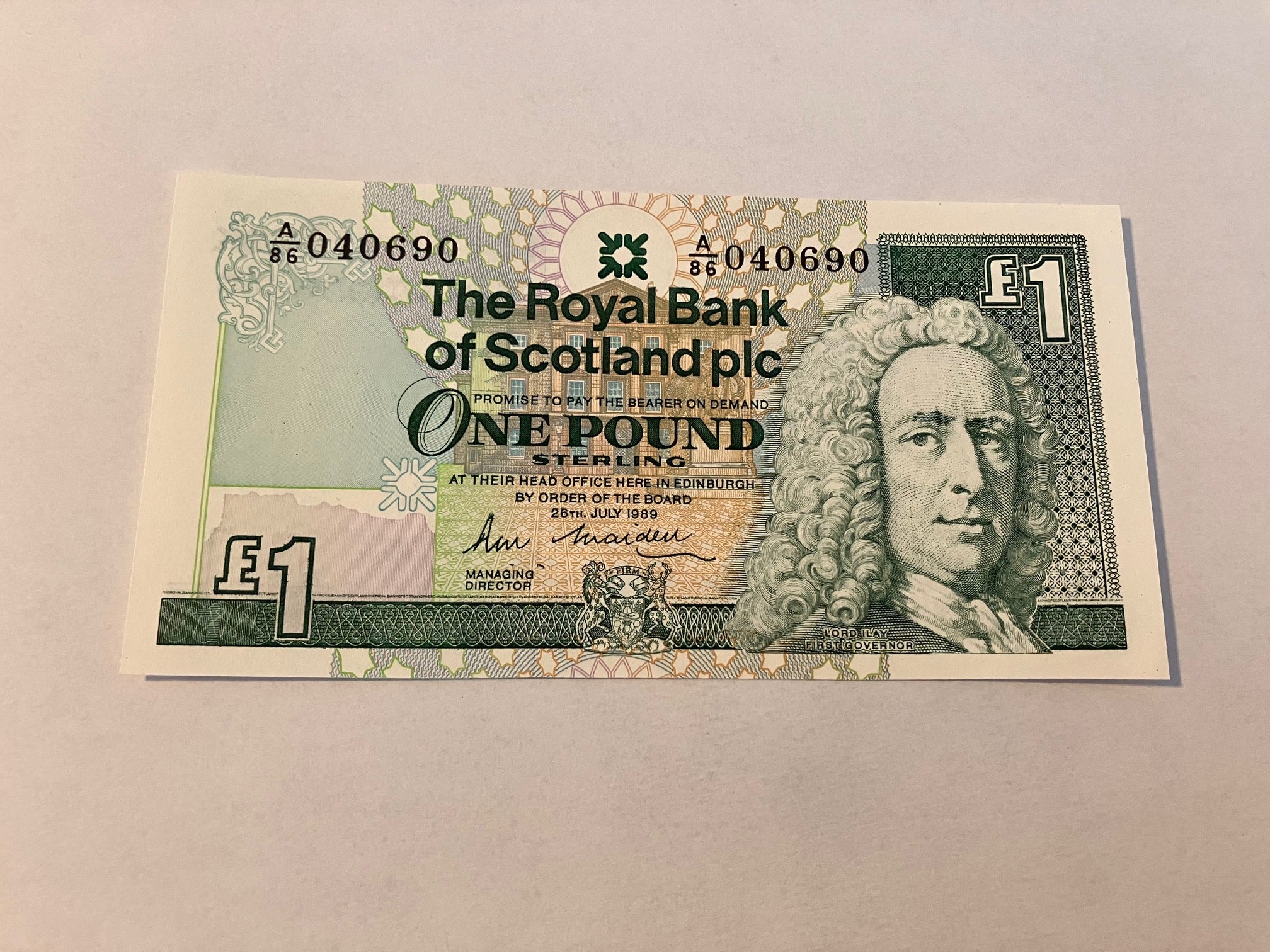 One Pound Scotland 1989