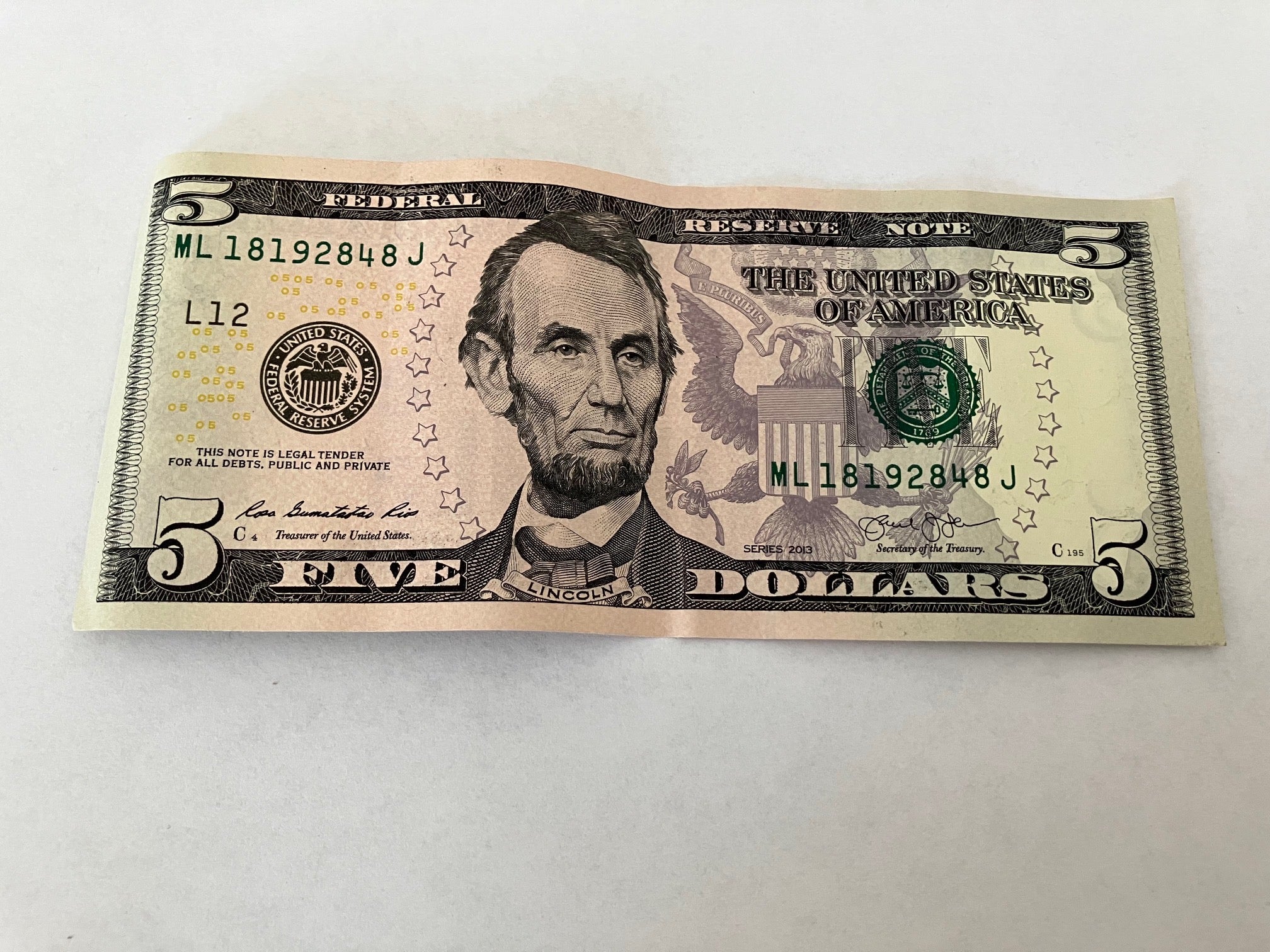 Five Dollars USA 2013