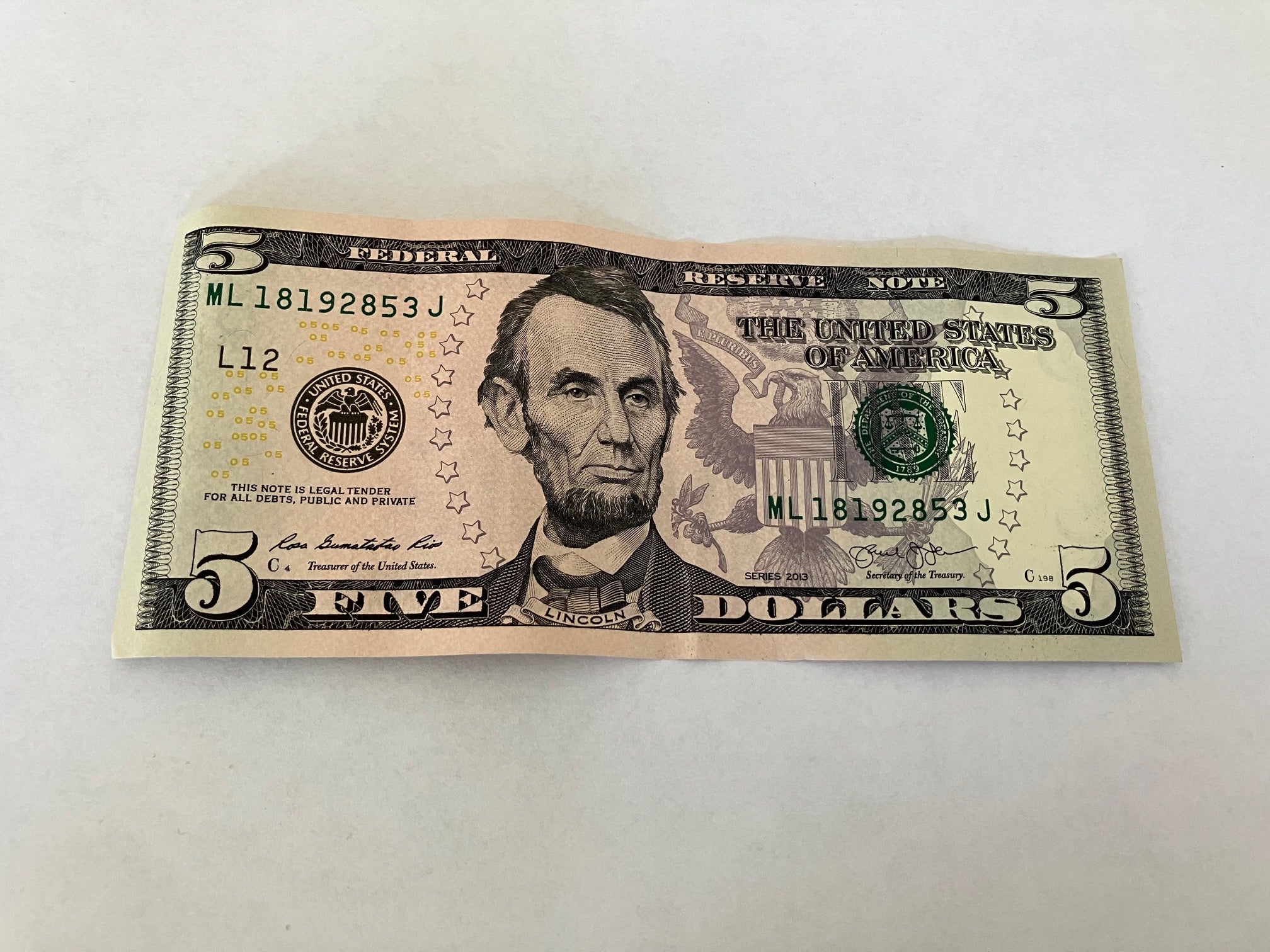 Five Dollars USA 2013