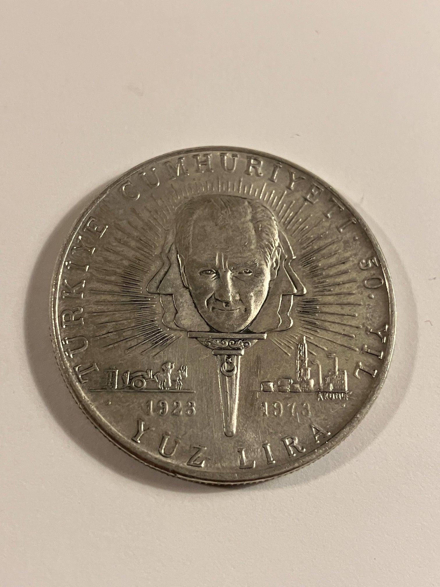 100 Lira 1973 Turkey - 50th Anniversary of Republic