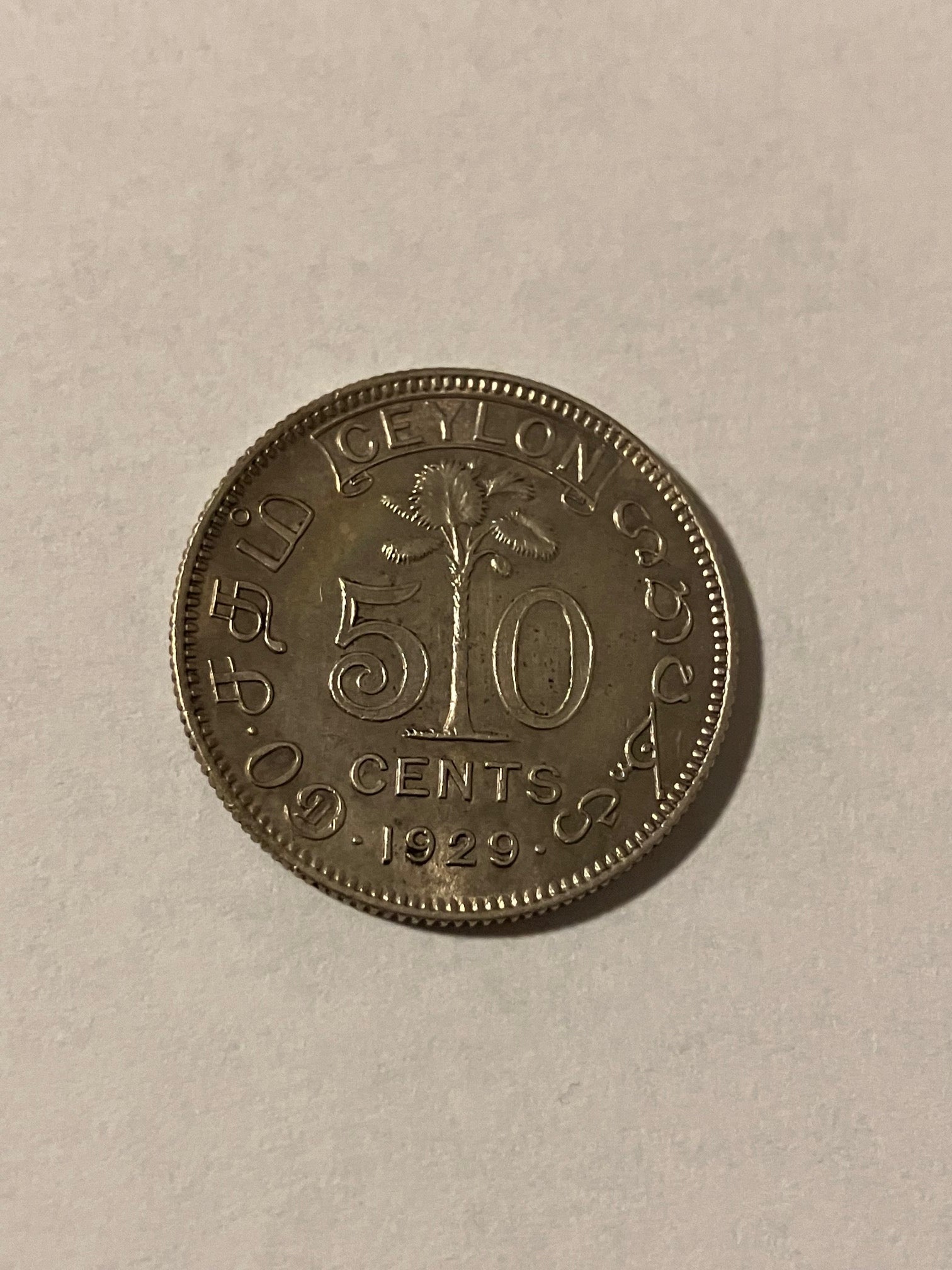 50 Cents Ceylon 1929