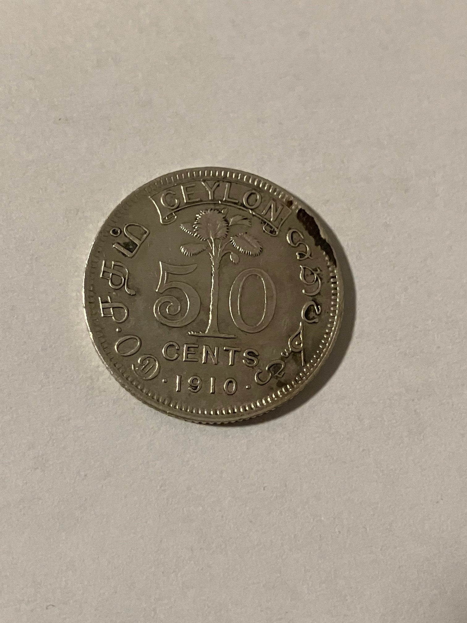 50 Cents Ceylon 1910