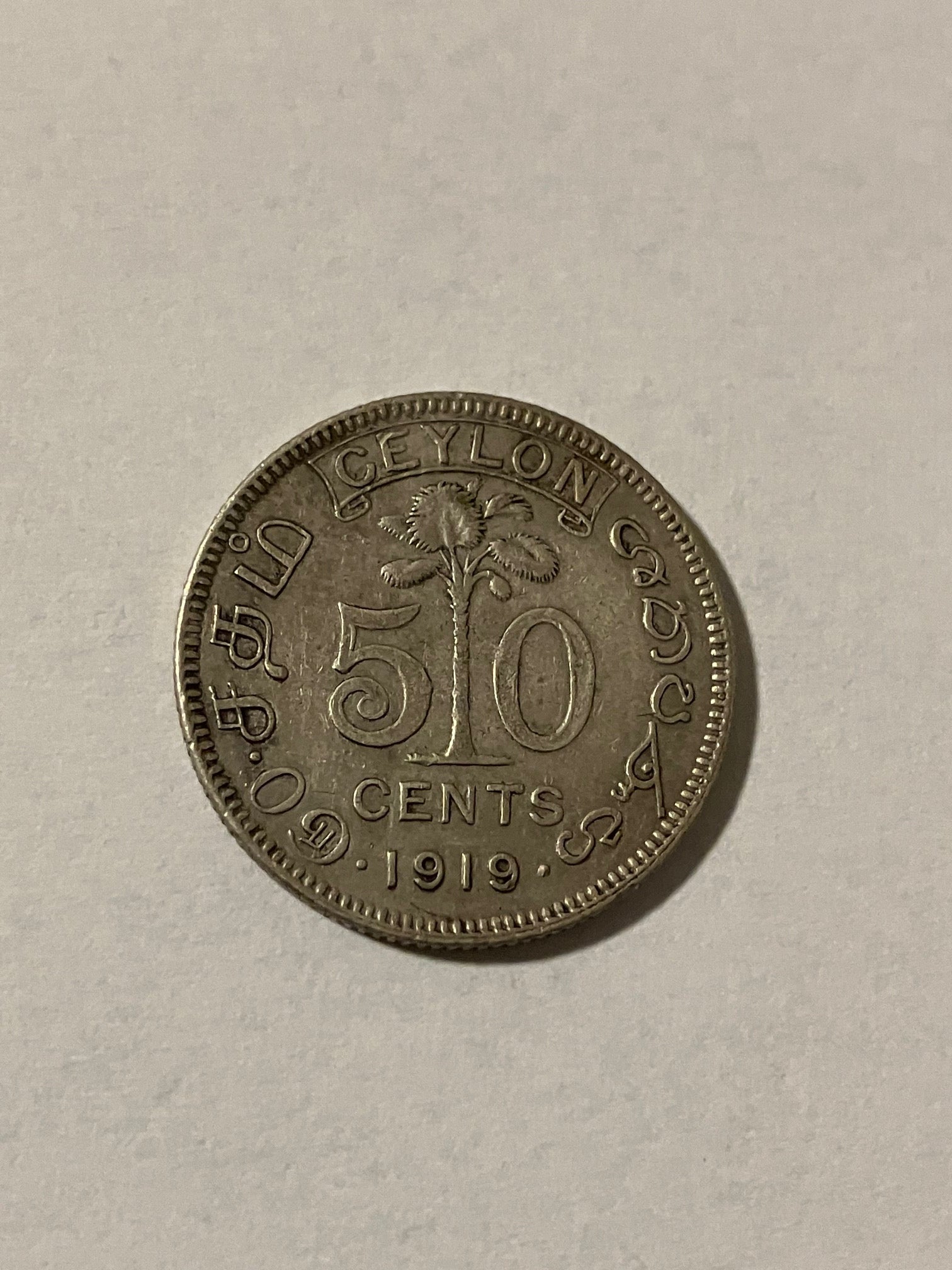 50 Cents Ceylon 1919
