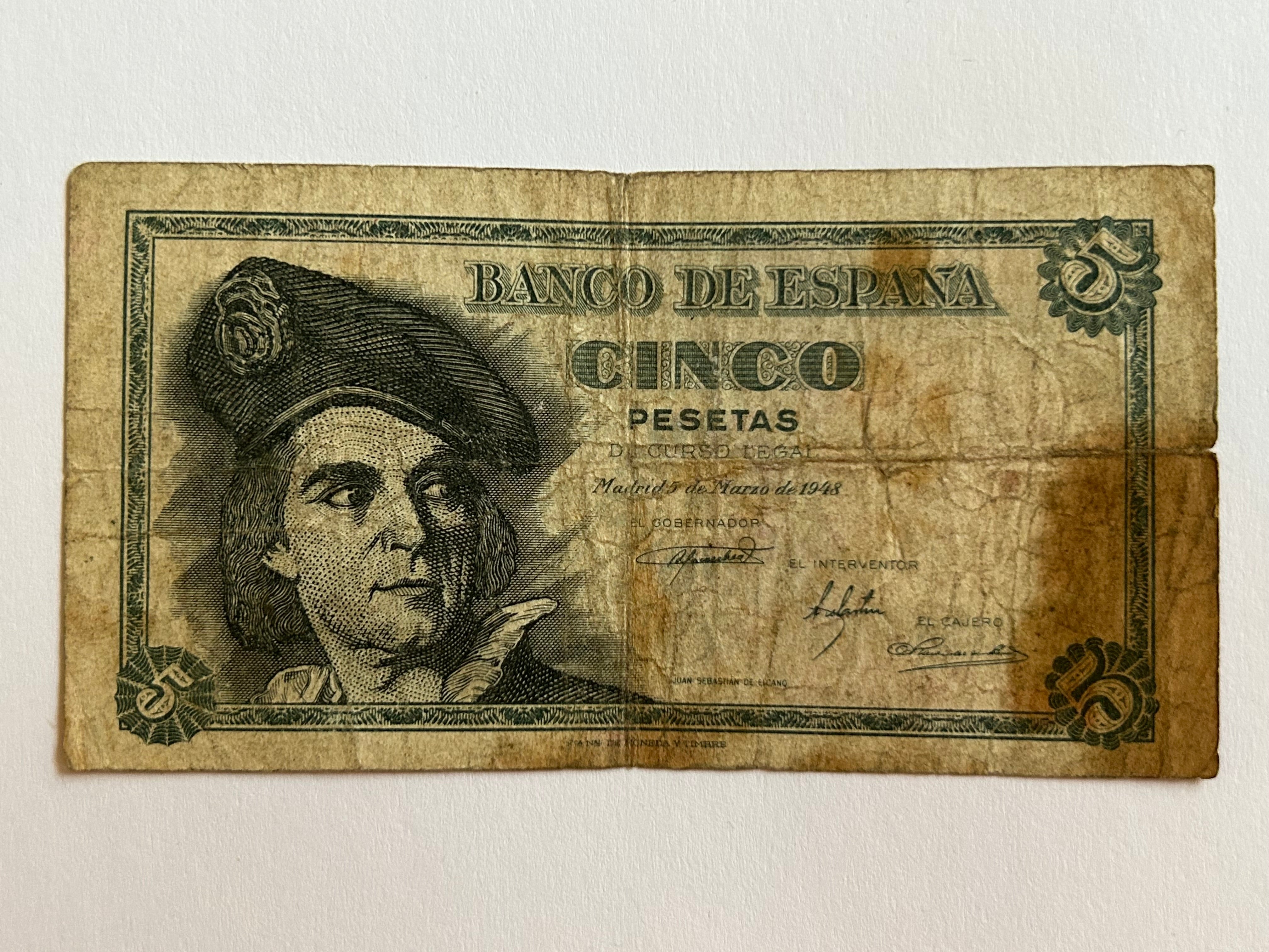 5 Pesetas Spain 1948 - Bad condition