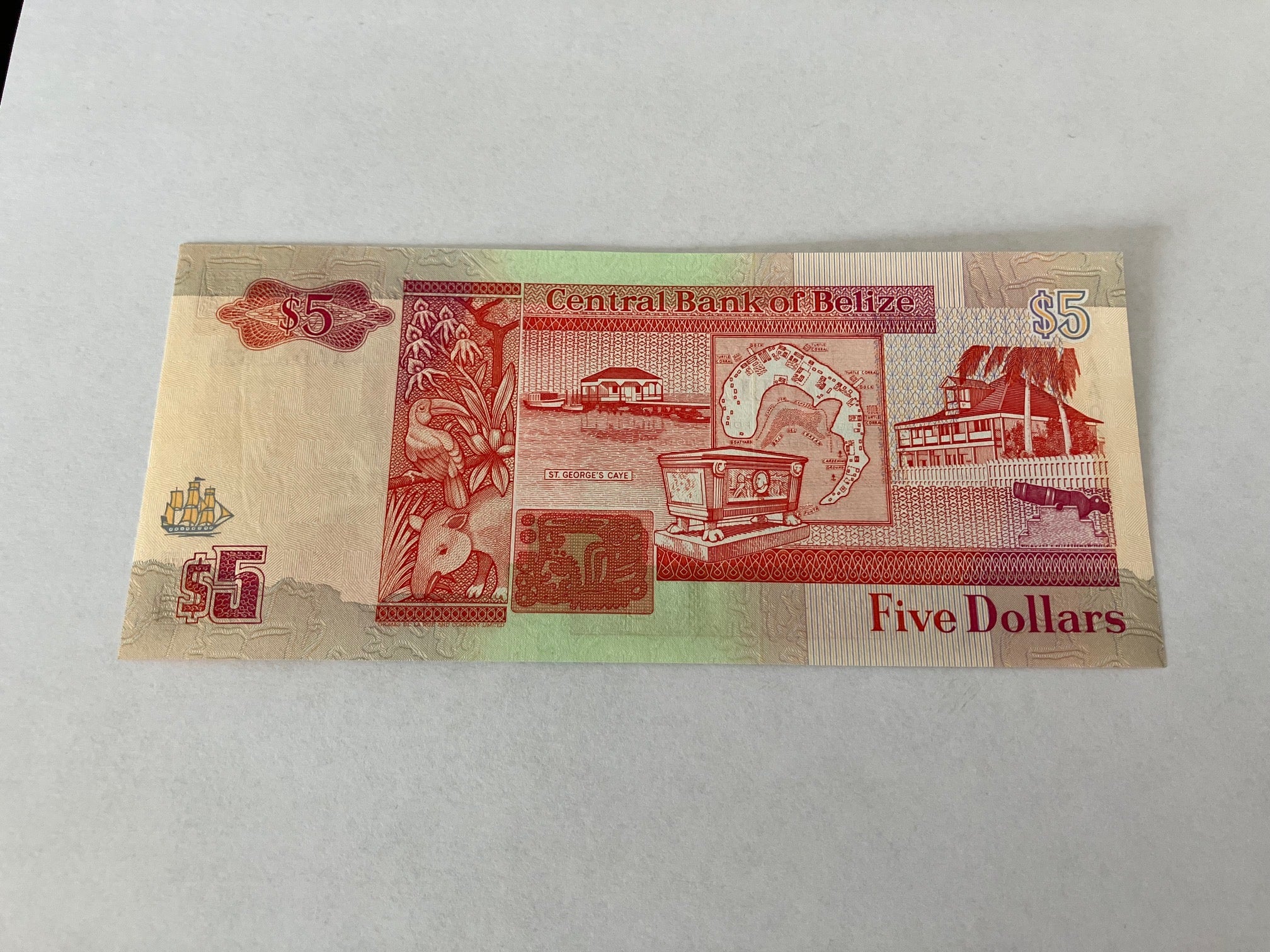 5 Dollars Belize 1990