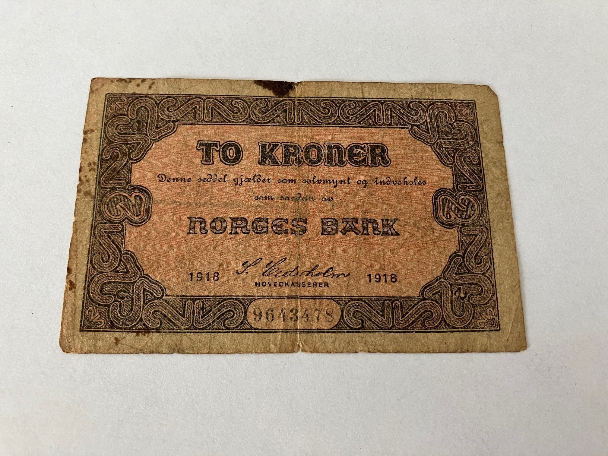 2 Kroner 1918 Norge - Slidt