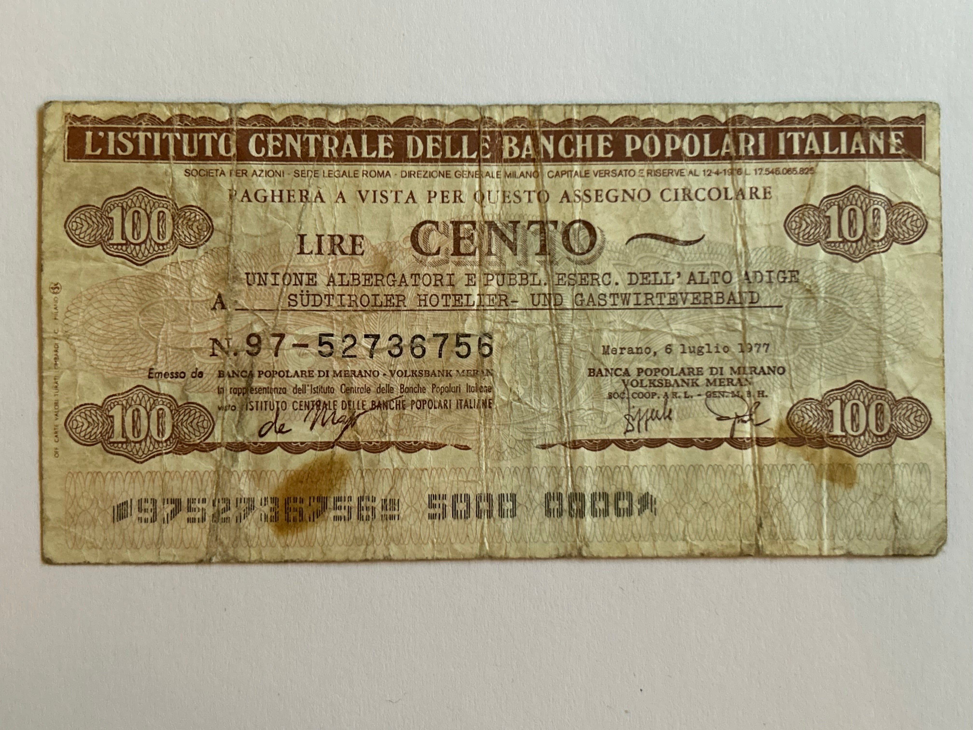 100 Lire Cento - Bad condition