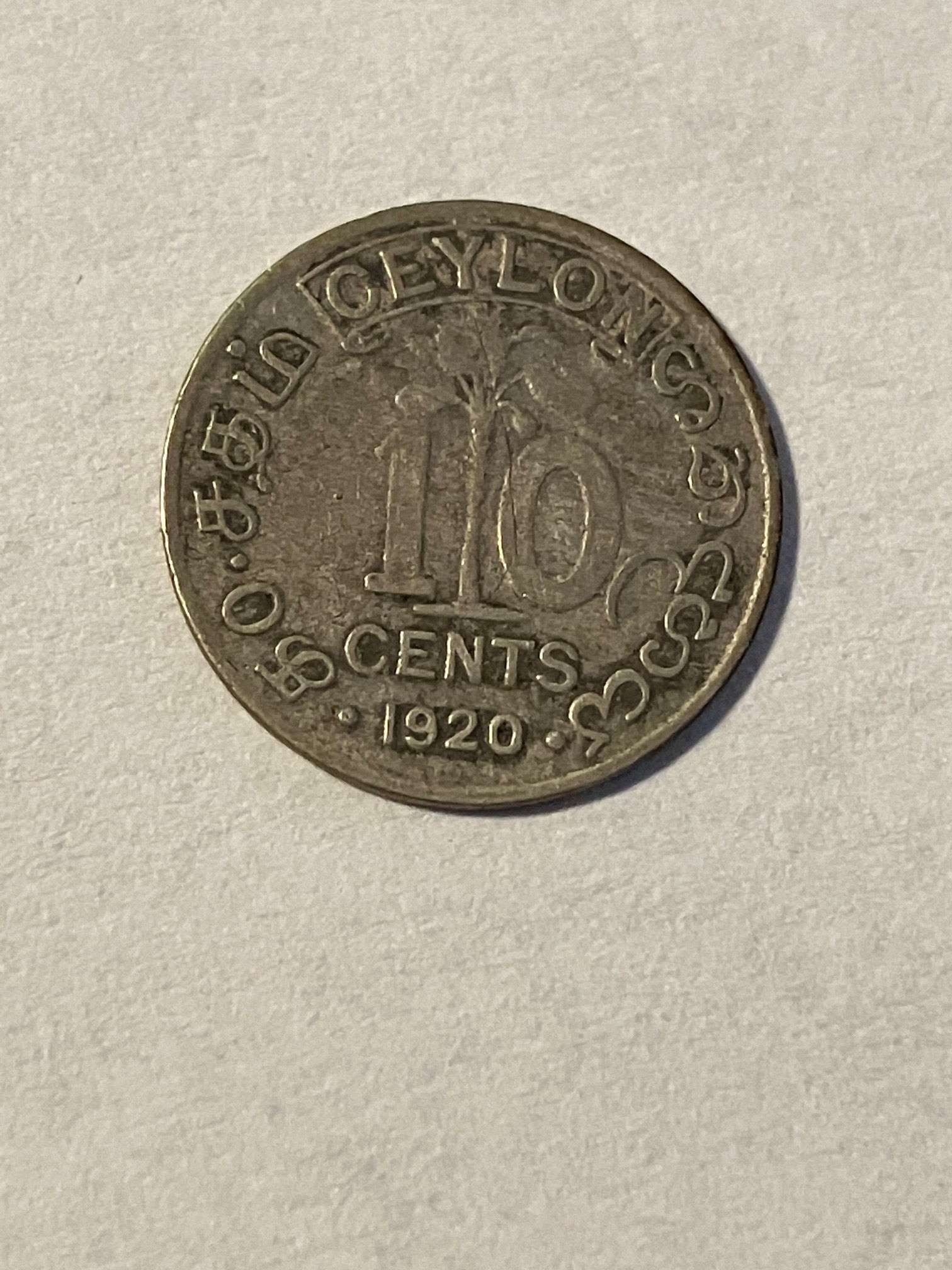 10 Cents Ceylon 1920