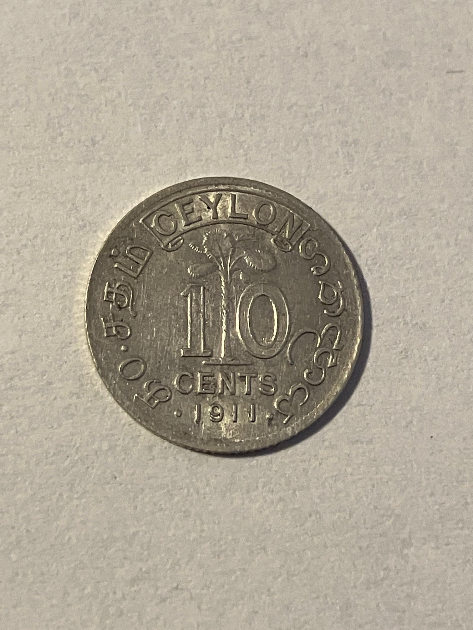 10 Cents Ceylon 1911