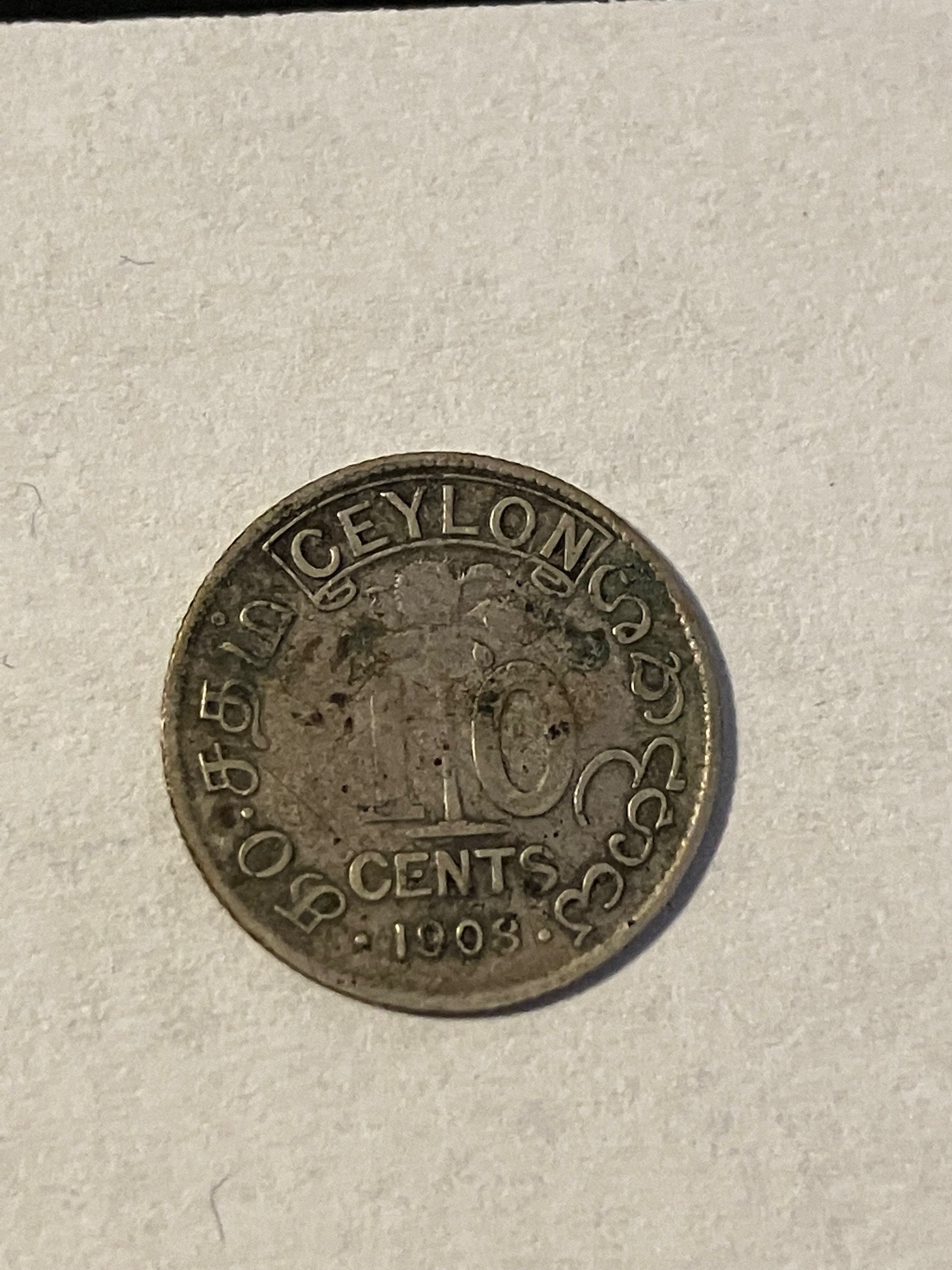 10 Cents Ceylon 1908