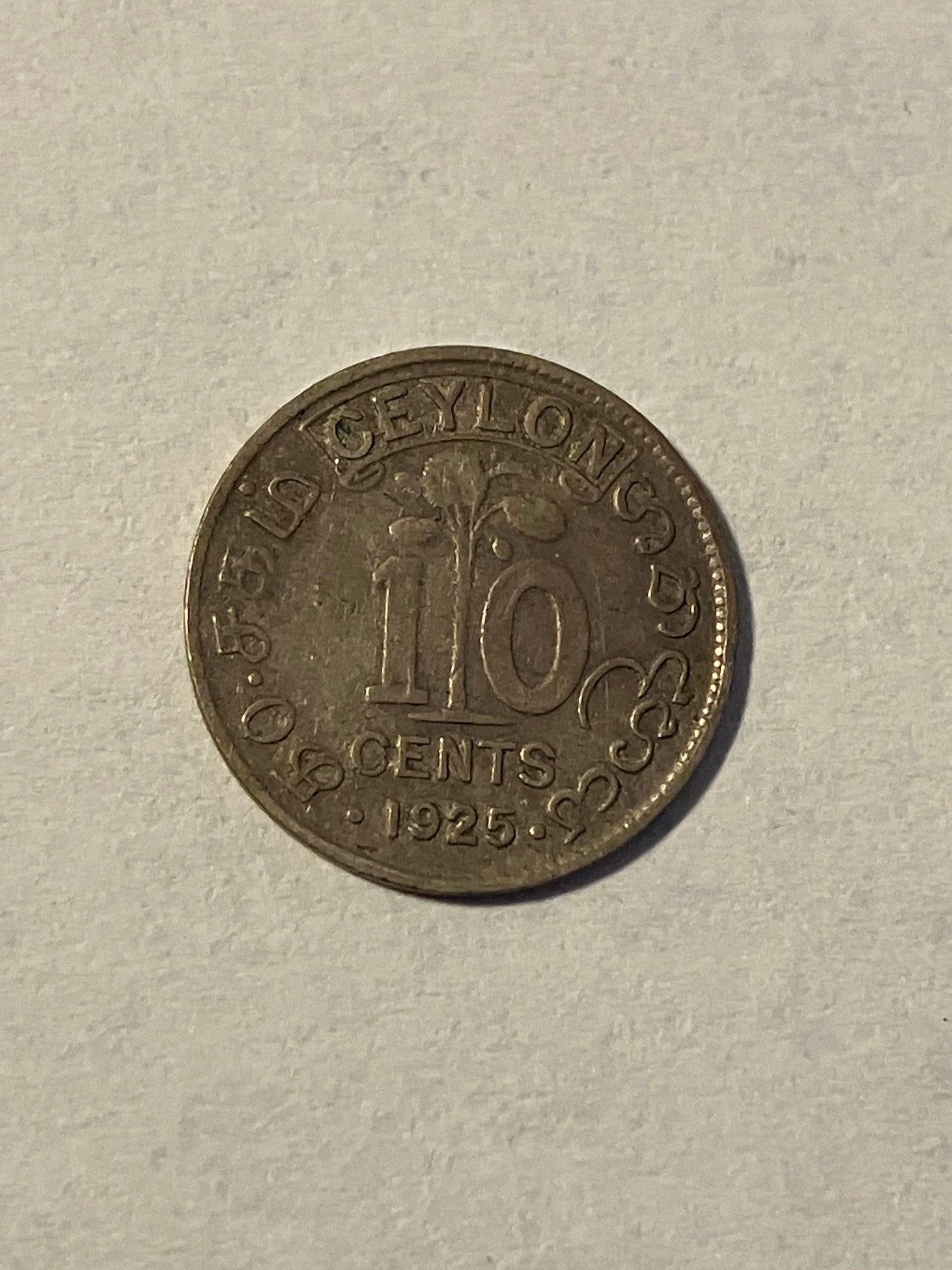 10 Cents Ceylon 1925