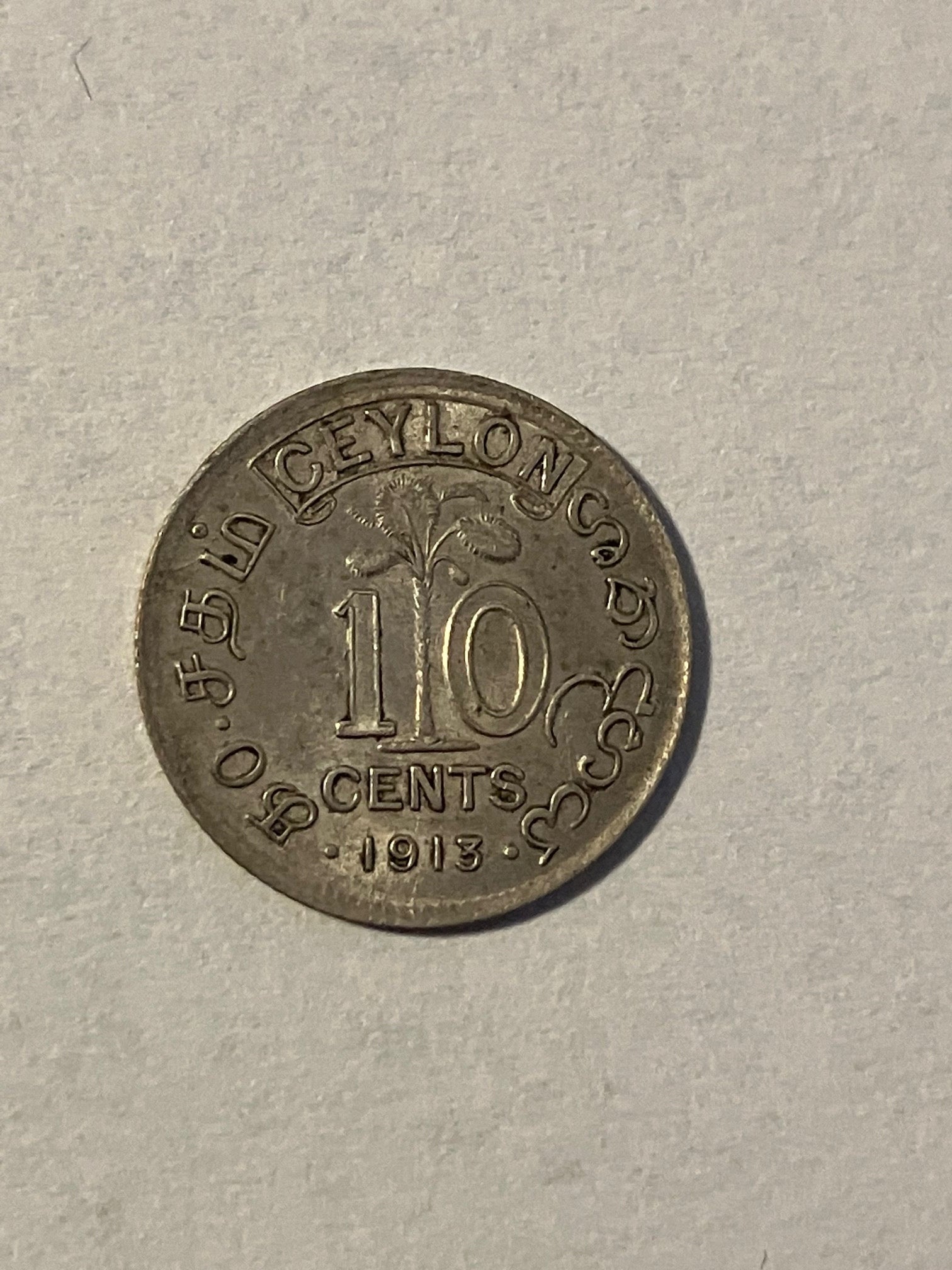 10 Cents Ceylon 1913
